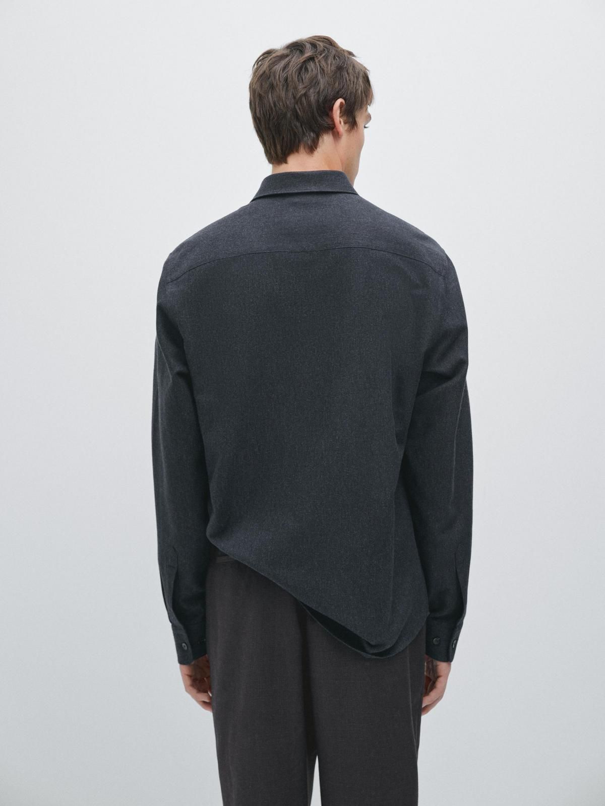 마시모두띠 멜란지 체크 텍스처 레귤러핏 긴팔 셔츠 1803/298 DARK BLUE - 상세 이미지 4