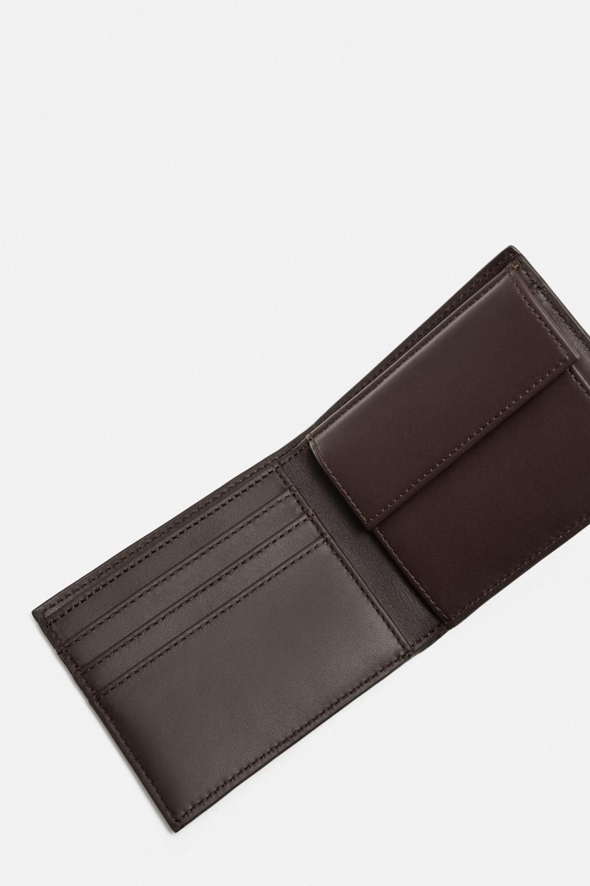 자라 프리미엄 레더 심플 반지갑 3850/620 BROWN - 상세 이미지 3
