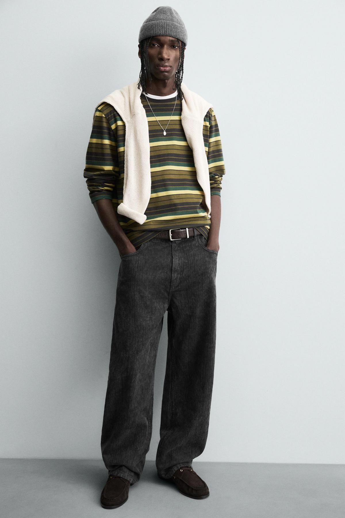 자라 워시드 배기핏 코튼 와이드 팬츠 5862/315 DARK GREY - 상세 이미지 5