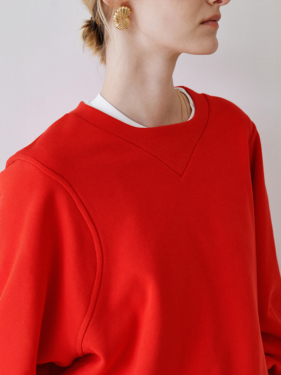 벌룬 슬리브 스웨트셔츠 _ RED 이미지 6