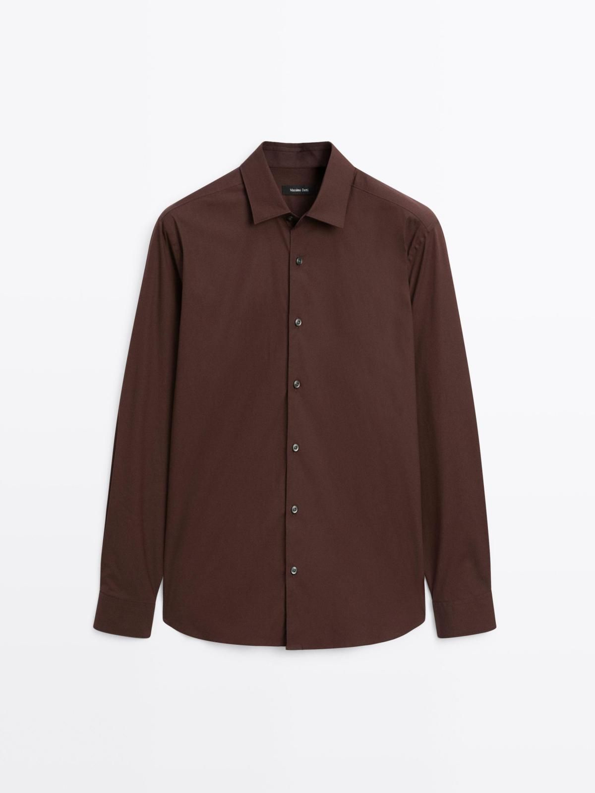 마시모두띠 슬림핏 스트레치 테크니컬 브라운 긴팔 셔츠 1740/280 BROWN - 상품 이미지