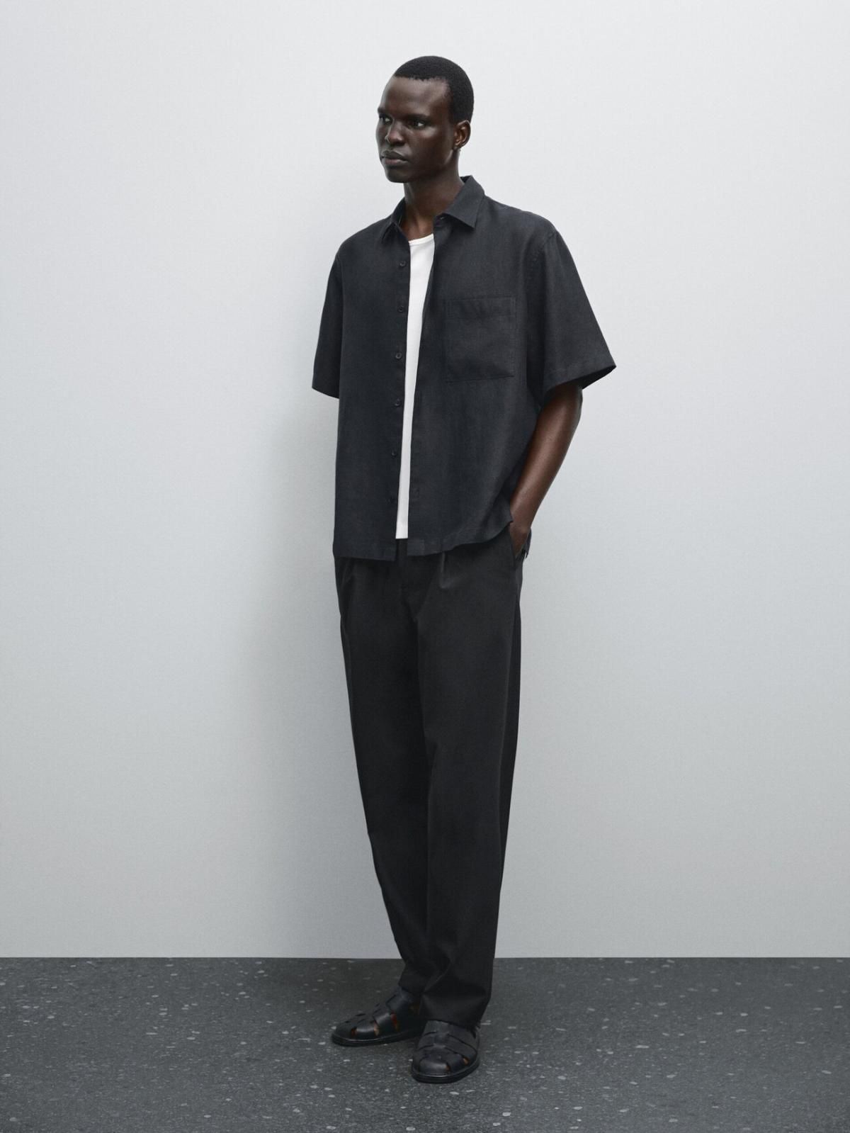 마시모두띠 프리미엄 린넨 레귤러핏 반팔 셔츠 1720/270 NAVY BLUE - 상세 이미지 2