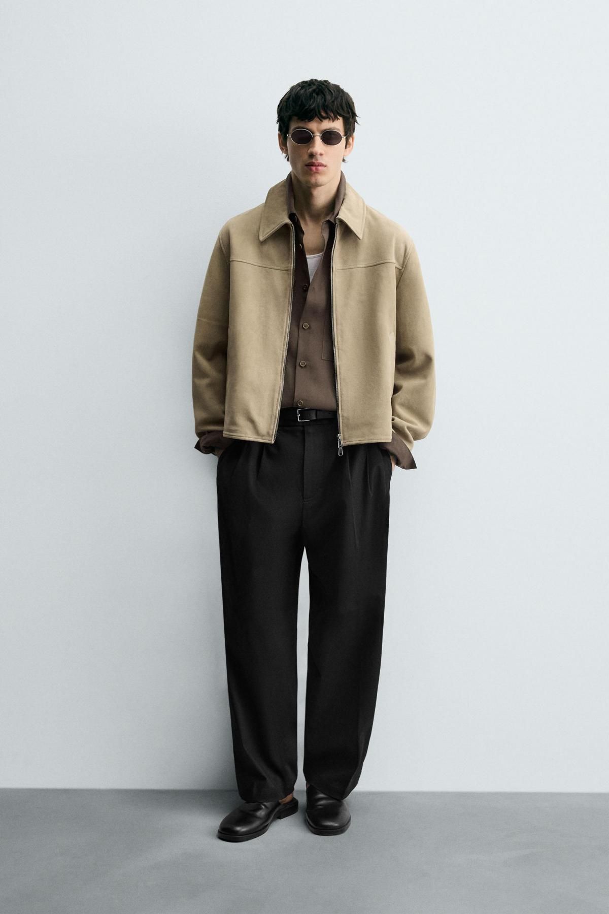 자라 스웨이드 레더 테크니컬 베이지 재킷 5388/280 LIGHT KHAKI - 상세 이미지 2