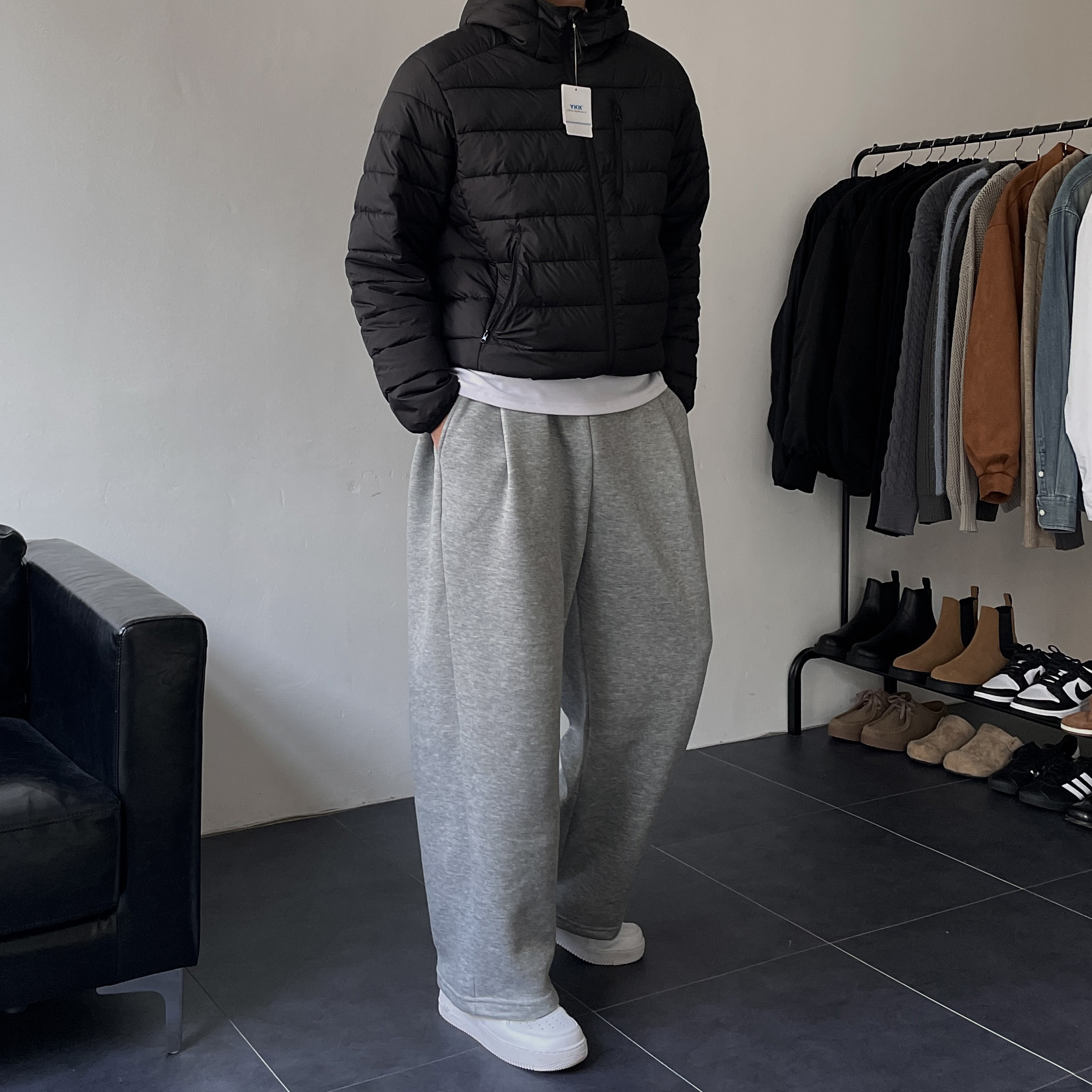 남성기모밴딩바지 스웻팬츠 남자와이드팬츠 - 상세 이미지 3