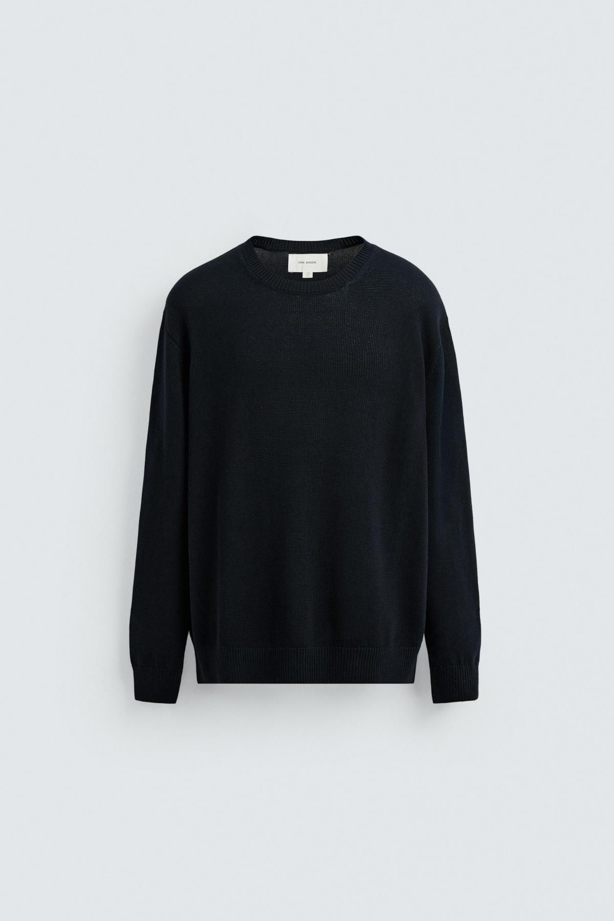 자라 코튼 헴프 라운드 니트 스웨터 2893/306 DARK NAVY - 메인 이미지