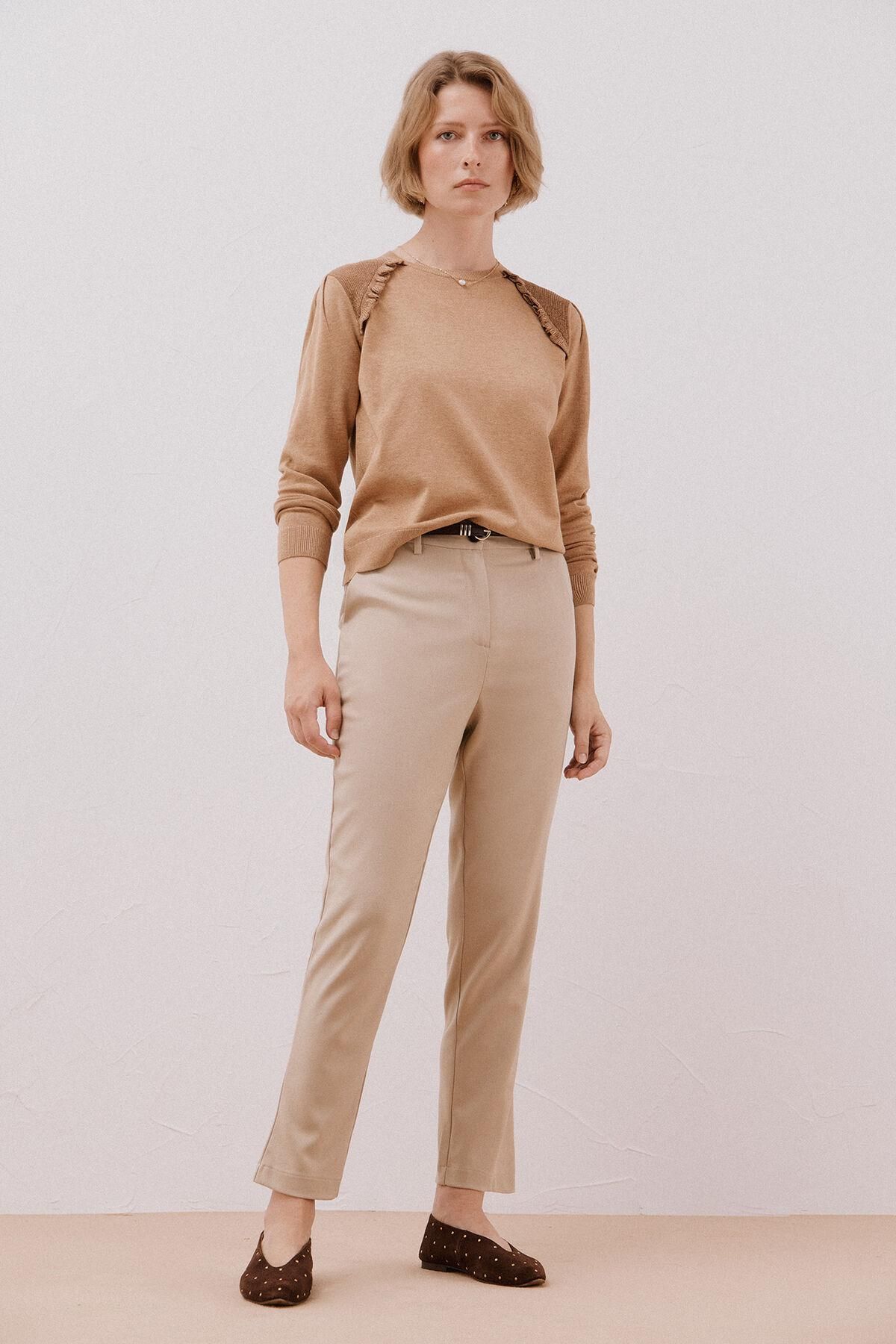 꼬르떼피엘 벨트 베이직 여성 슬랙스 팬츠 6142019 ESTAMPADO MARRON - 상세 이미지 2