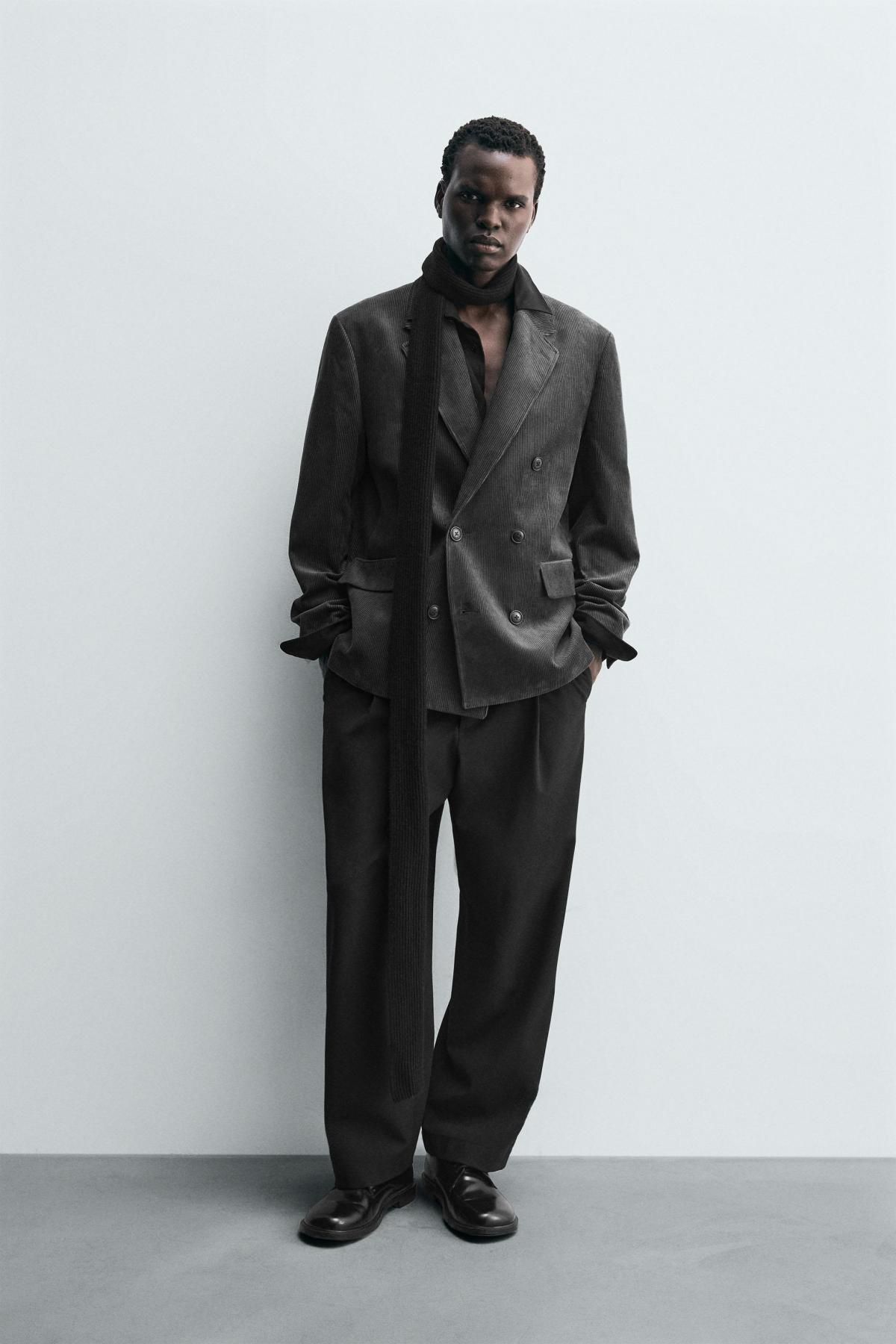 자라 테일러드 더블브레스트 코듀로이 블레이저 1169/728 ANTHRACITE GREY - 상세 이미지 2