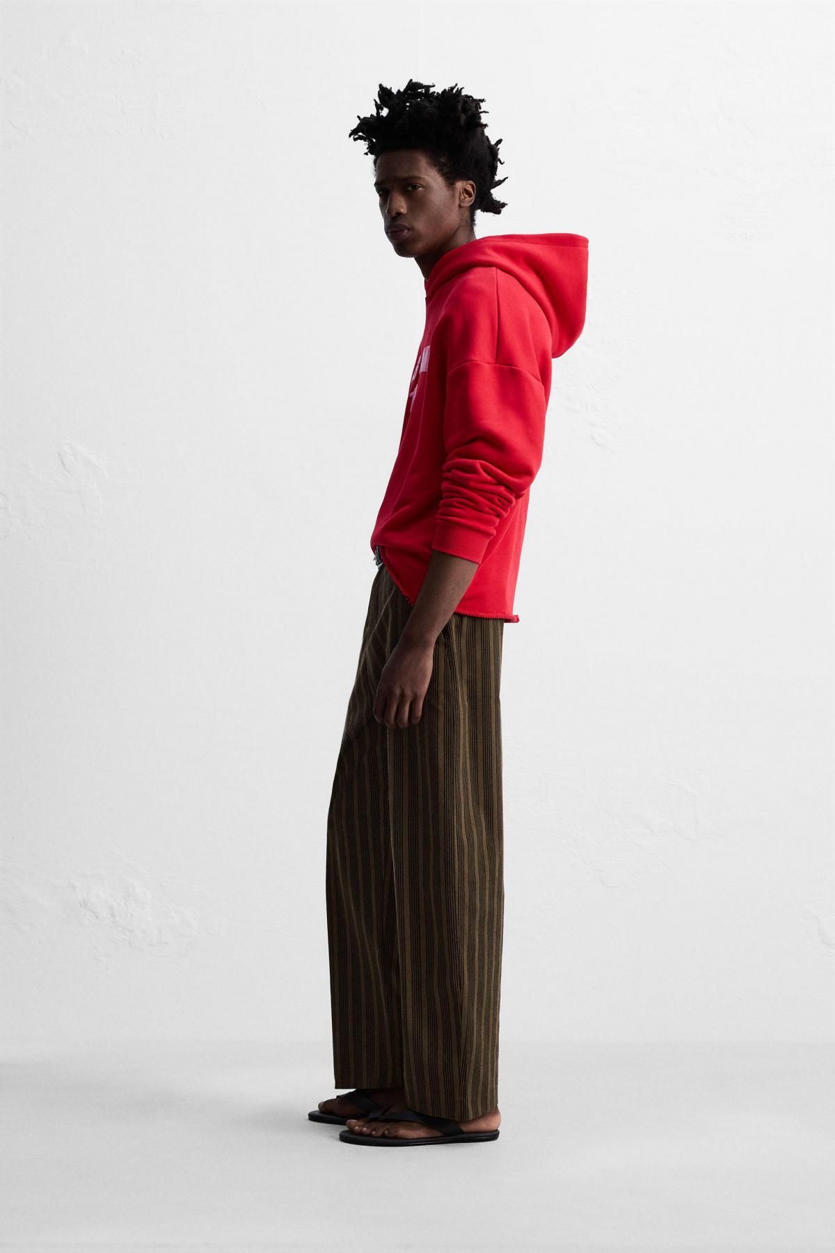 자라 스트라이프 배기핏 테크니컬 팬츠 5745/300 BRICK - 상세 이미지 5