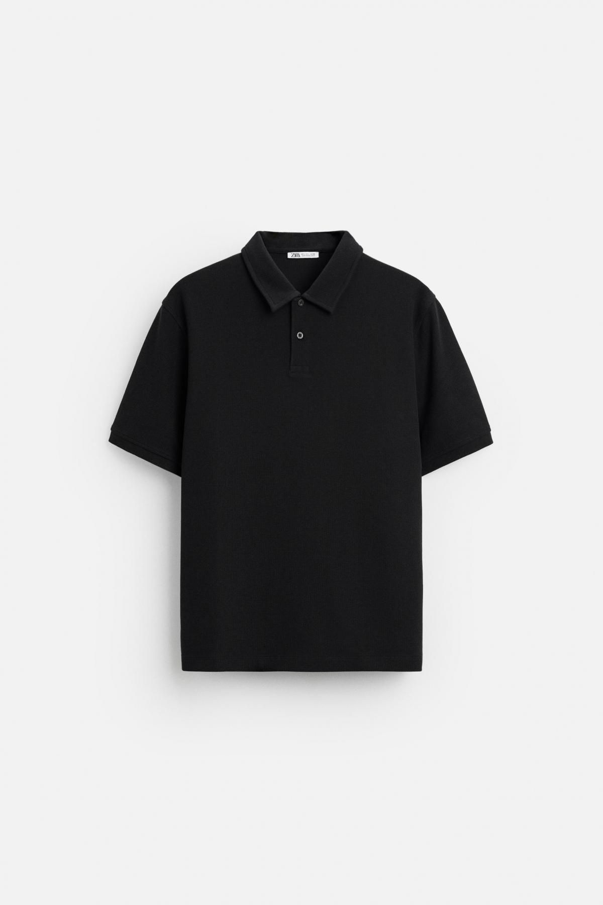 자라 베이직 텍스처 반팔 폴로셔츠 4092/400 BLACK - 메인 이미지