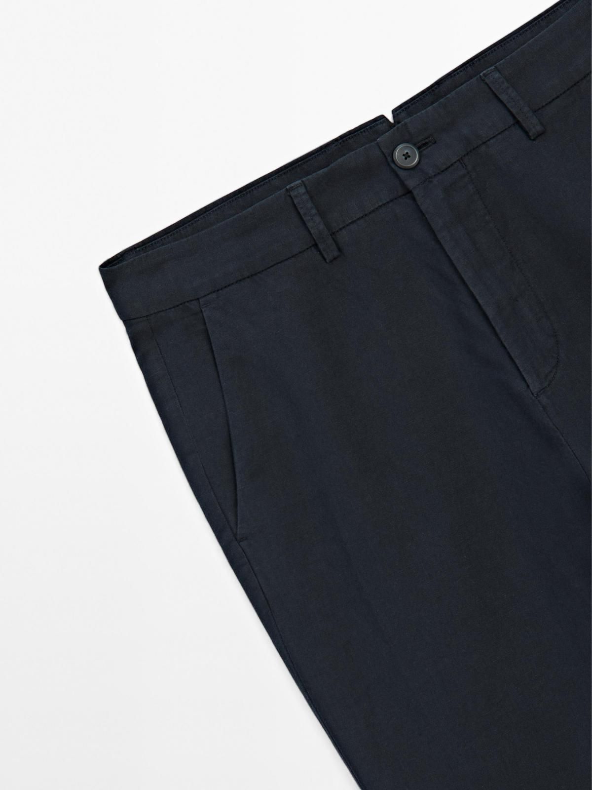 마시모두띠 테이퍼드핏 코튼 린넨 슬랙스 팬츠 0006/004 NAVY BLUE - 상세 이미지 4