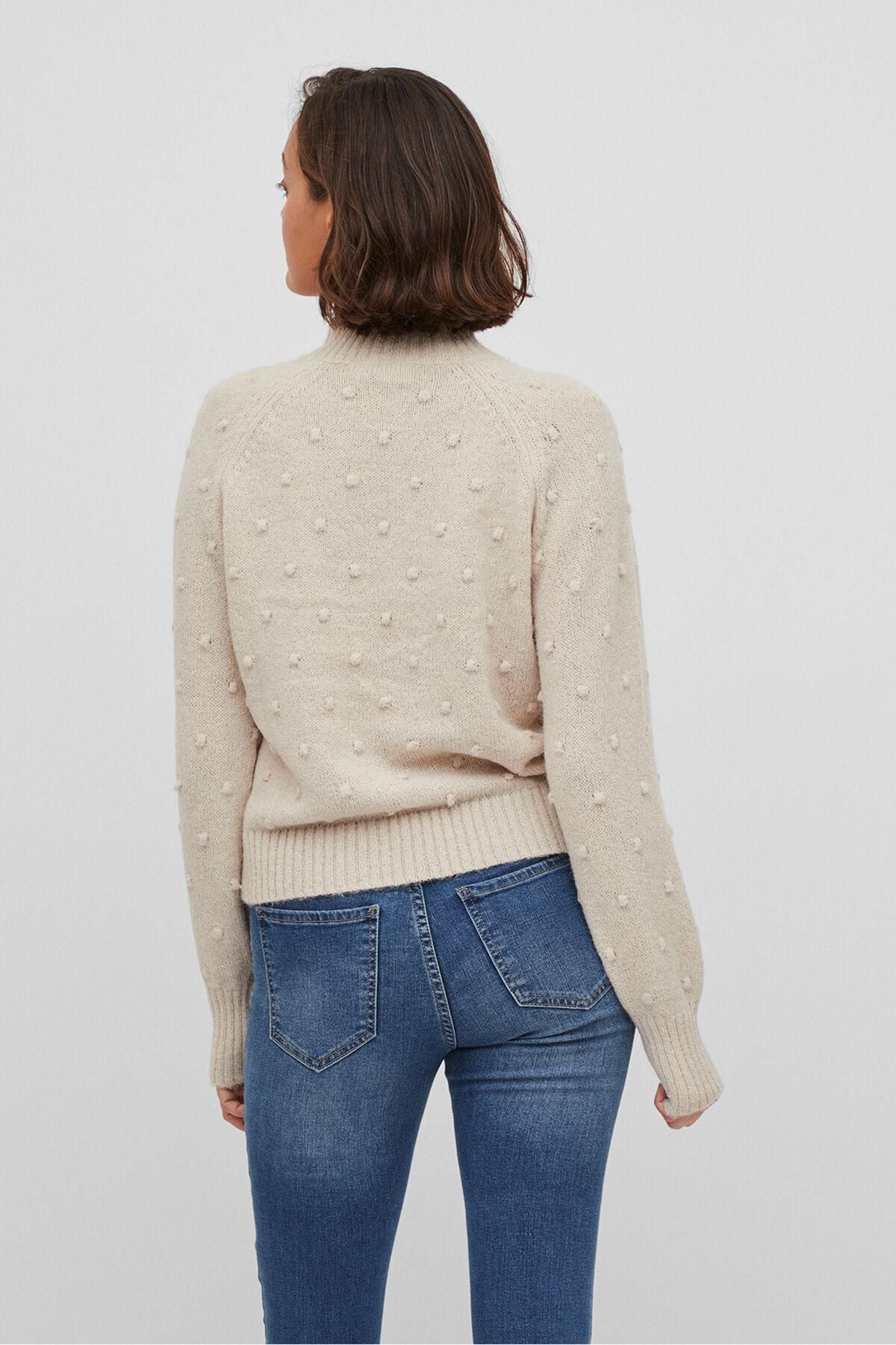 빌라 진주 포인트 하이넥 니트 스웨터 3762247 BEIGE - 상세 이미지 4