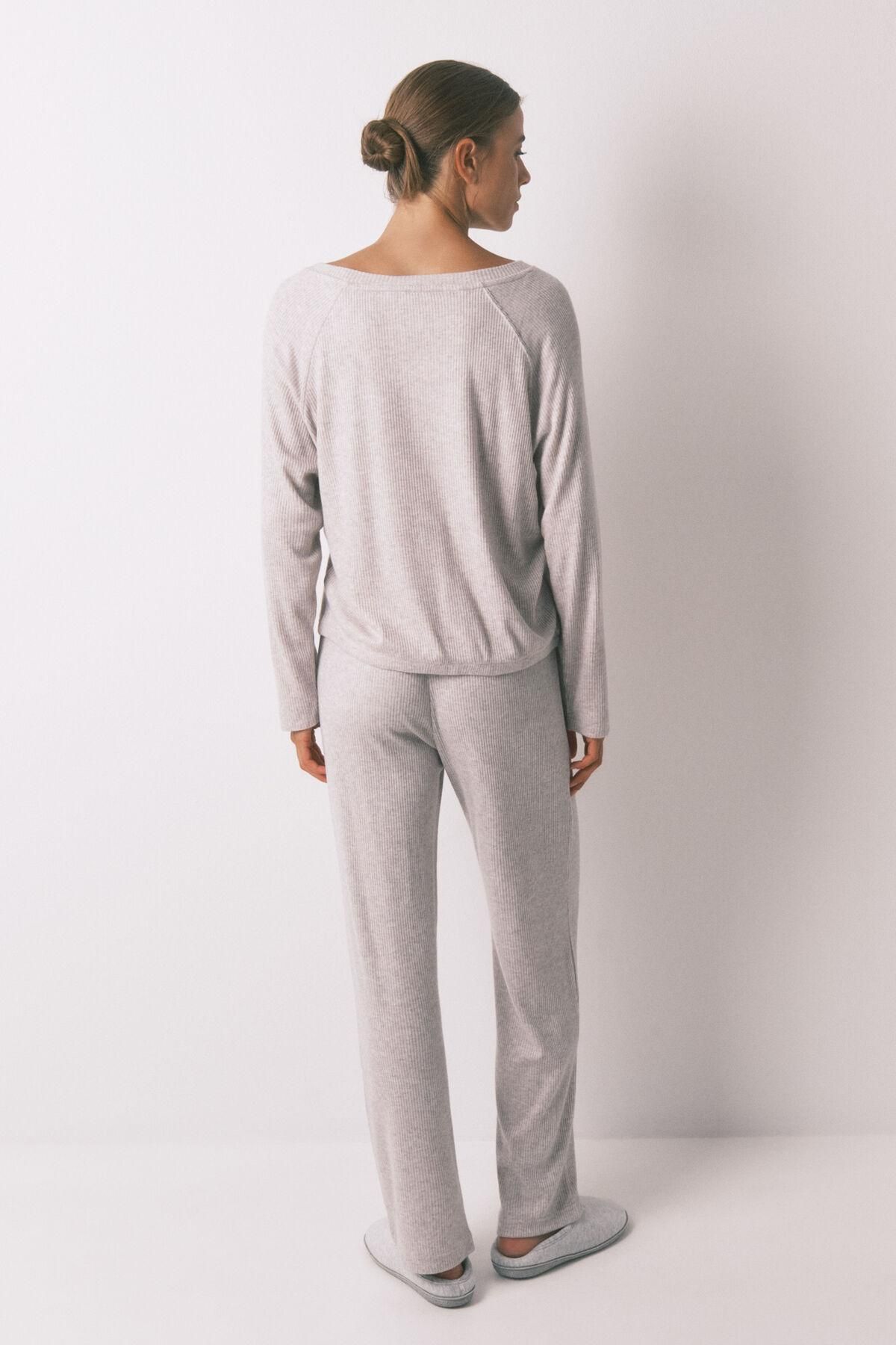 우먼시크릿 그레이 브이넥 와이드 롱 파자마 세트 4752535 GRIS - 상세 이미지 5