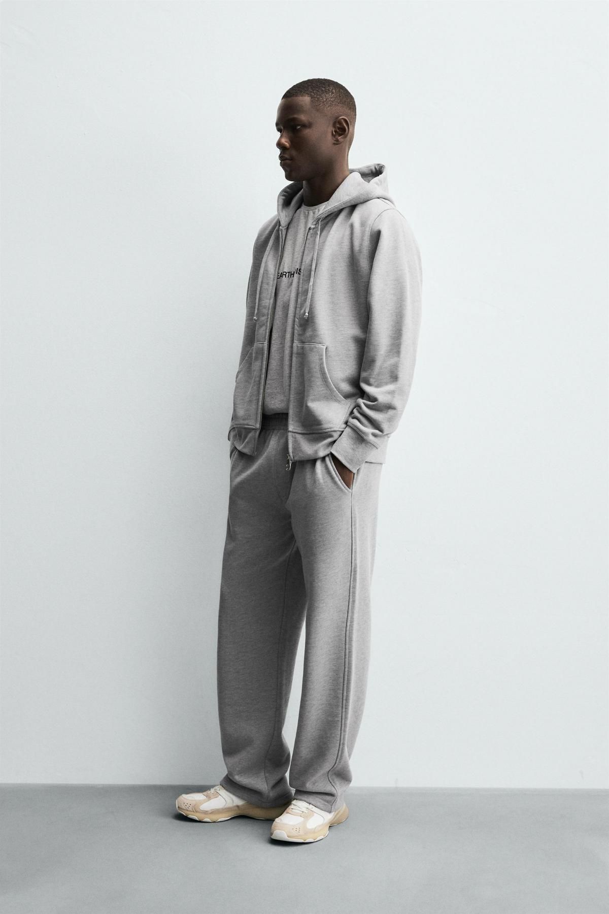 자라 컴팩트 코튼 테리 레귤러핏 조거 팬츠 4087/356 GREY MARL - 상세 이미지 4