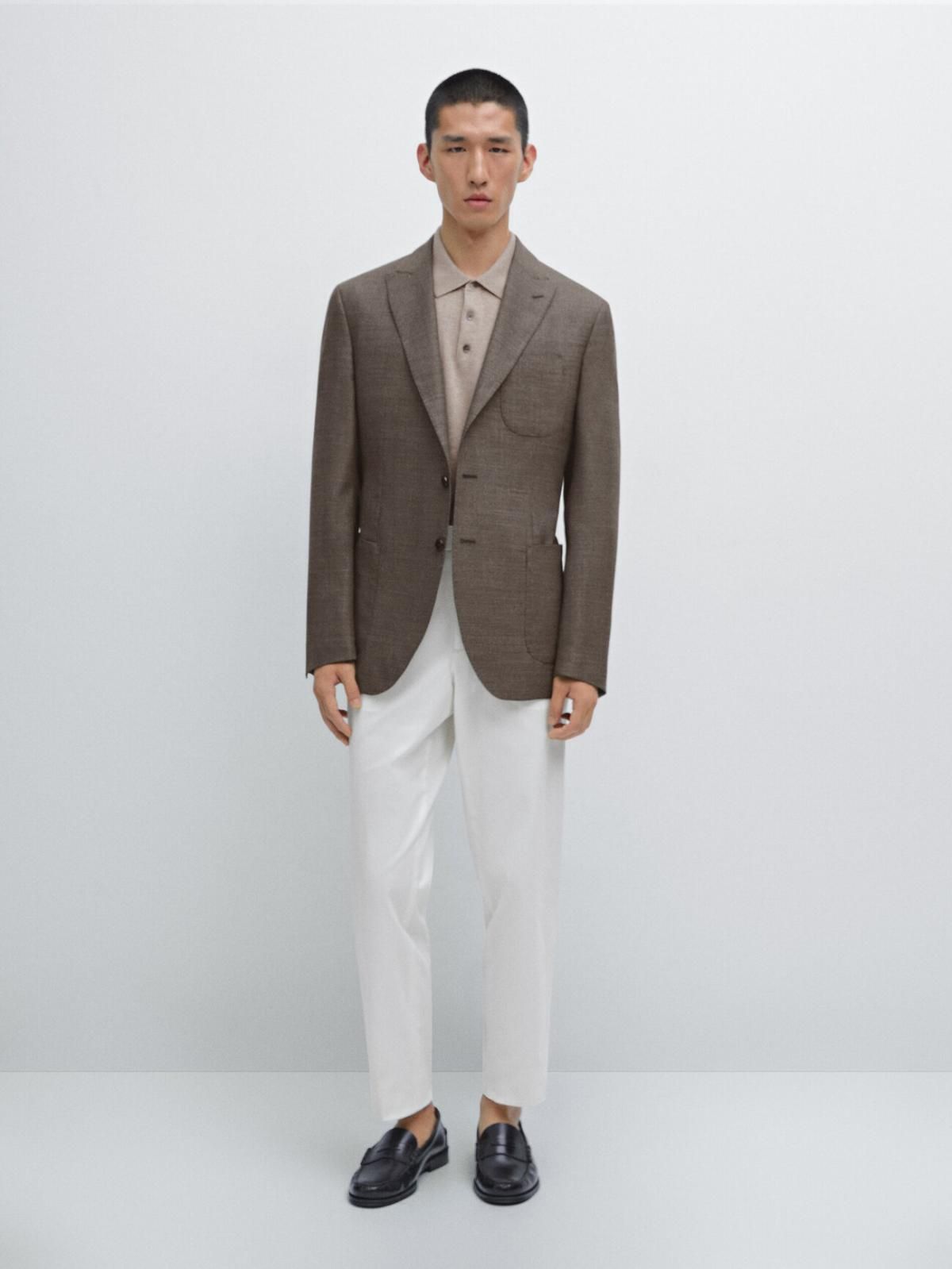 마시모두띠 클래식 100 울 테크니컬 텍스처 블레이저 2052/652 SAND BROWN - 상세 이미지 3