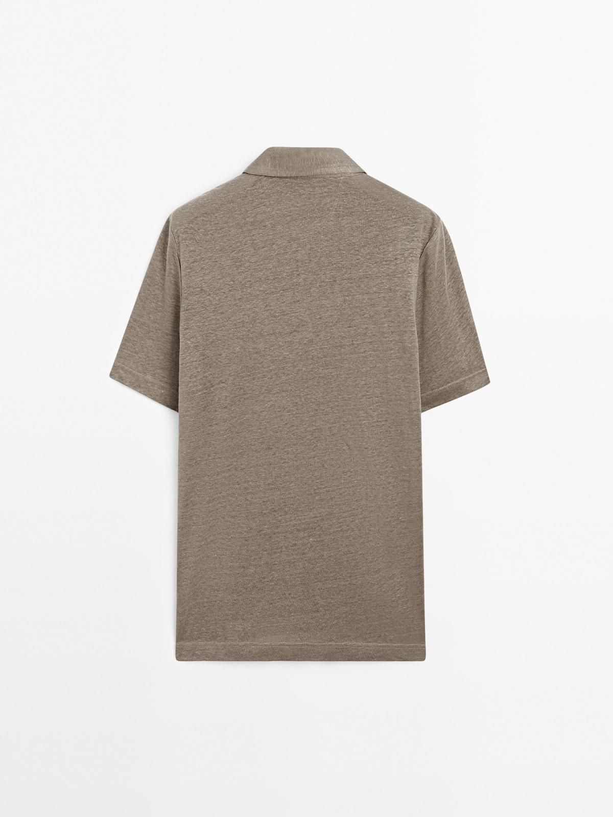 마시모두띠 프리미엄 리넨 반팔 폴로셔츠 0606/157 PALE OCHRE - 상세 이미지 3