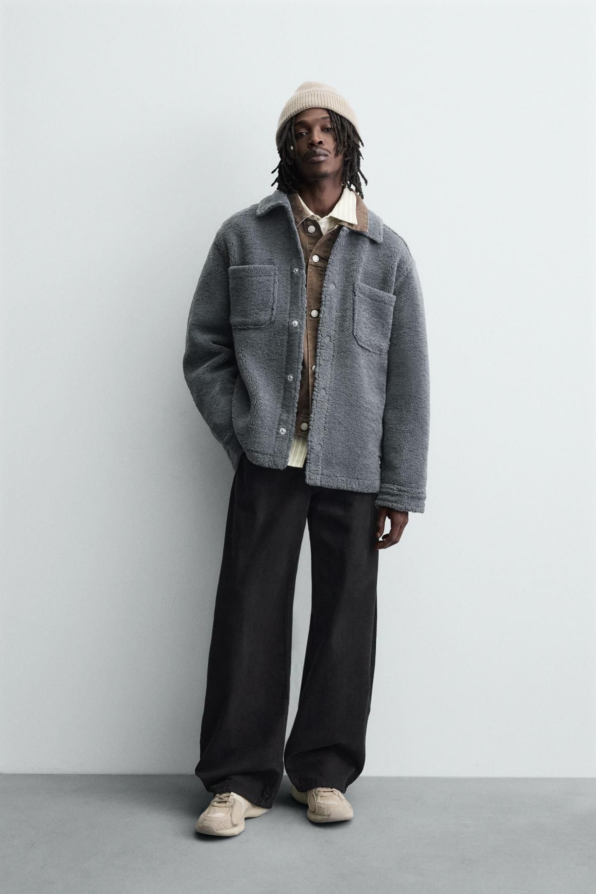 자라 테크니컬 퍼 루즈핏 포켓 오버셔츠 3046/390 BLUE / GREY - 상세 이미지 2