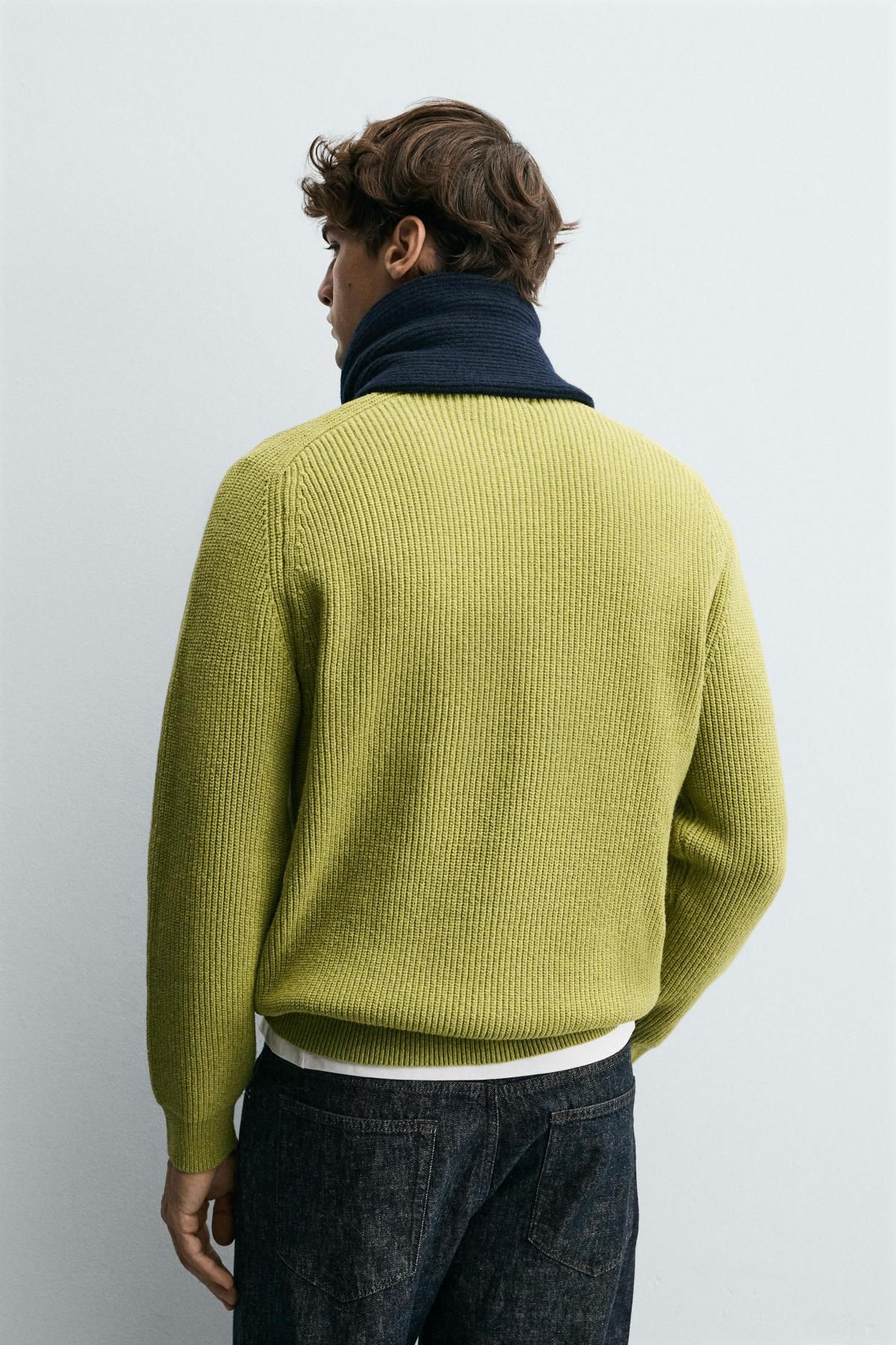 자라 리브드 텍스처 라운드 니트 스웨터 3920/195 LIGHT GREEN - 상세 이미지 4