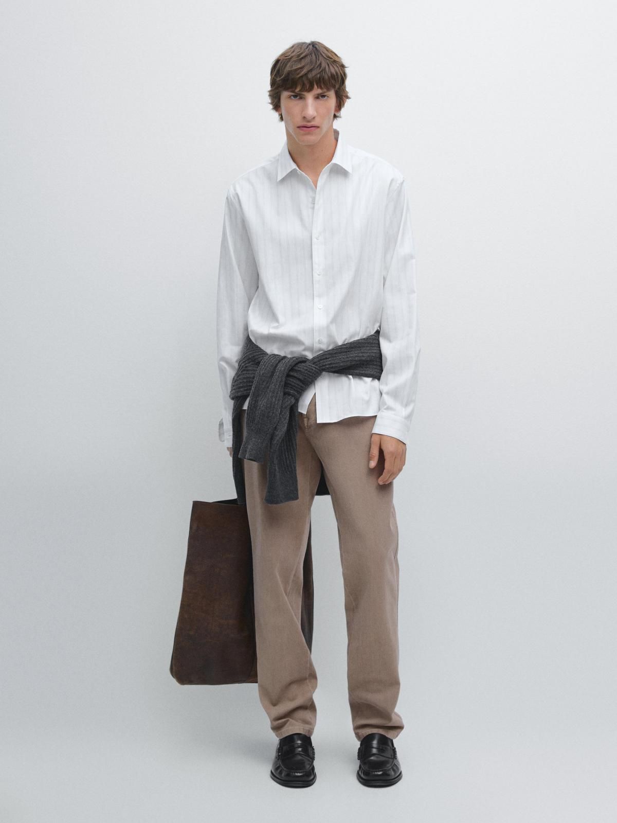 마시모두띠 스트라이프 클래식핏 100 코튼 긴팔 셔츠 1911/251 WHITE - 상세 이미지 2