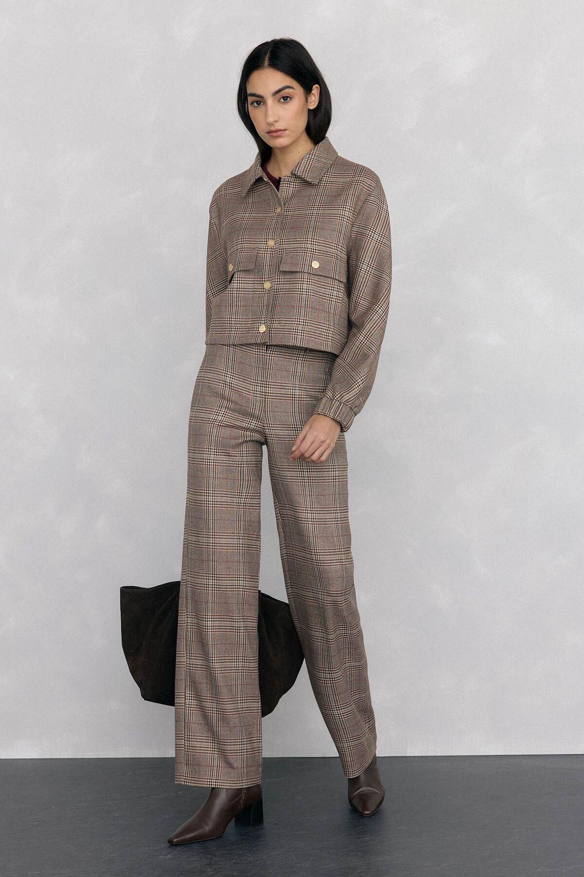 페드로 델 이에로 체크 테크니컬 와이드 슬랙스 팬츠 7602526 MARRON - 상세 이미지 5