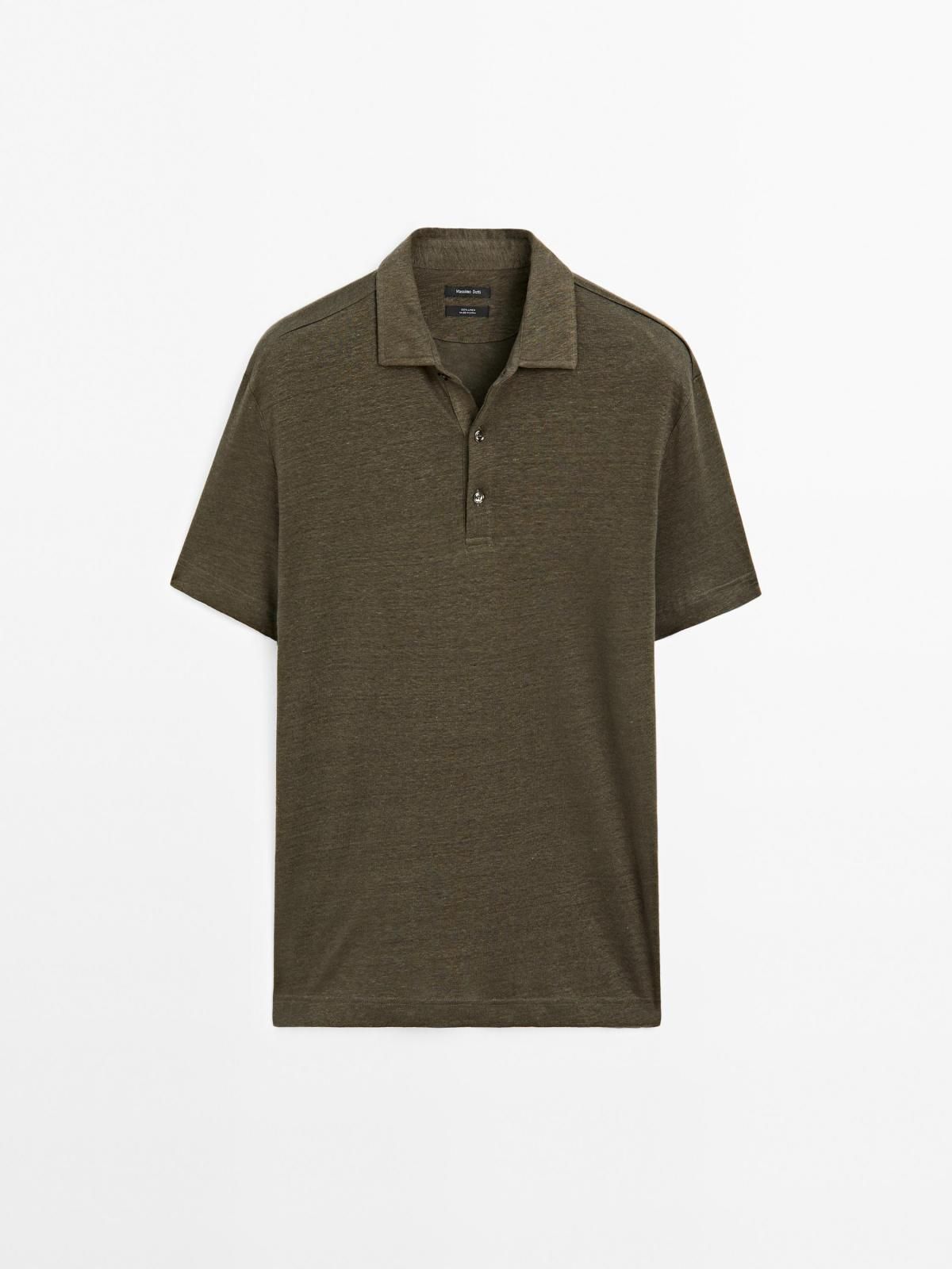 마시모두띠 프리미엄 린넨 반팔 폴로 셔츠 0606/157 DARK KHAKI - 상품 이미지