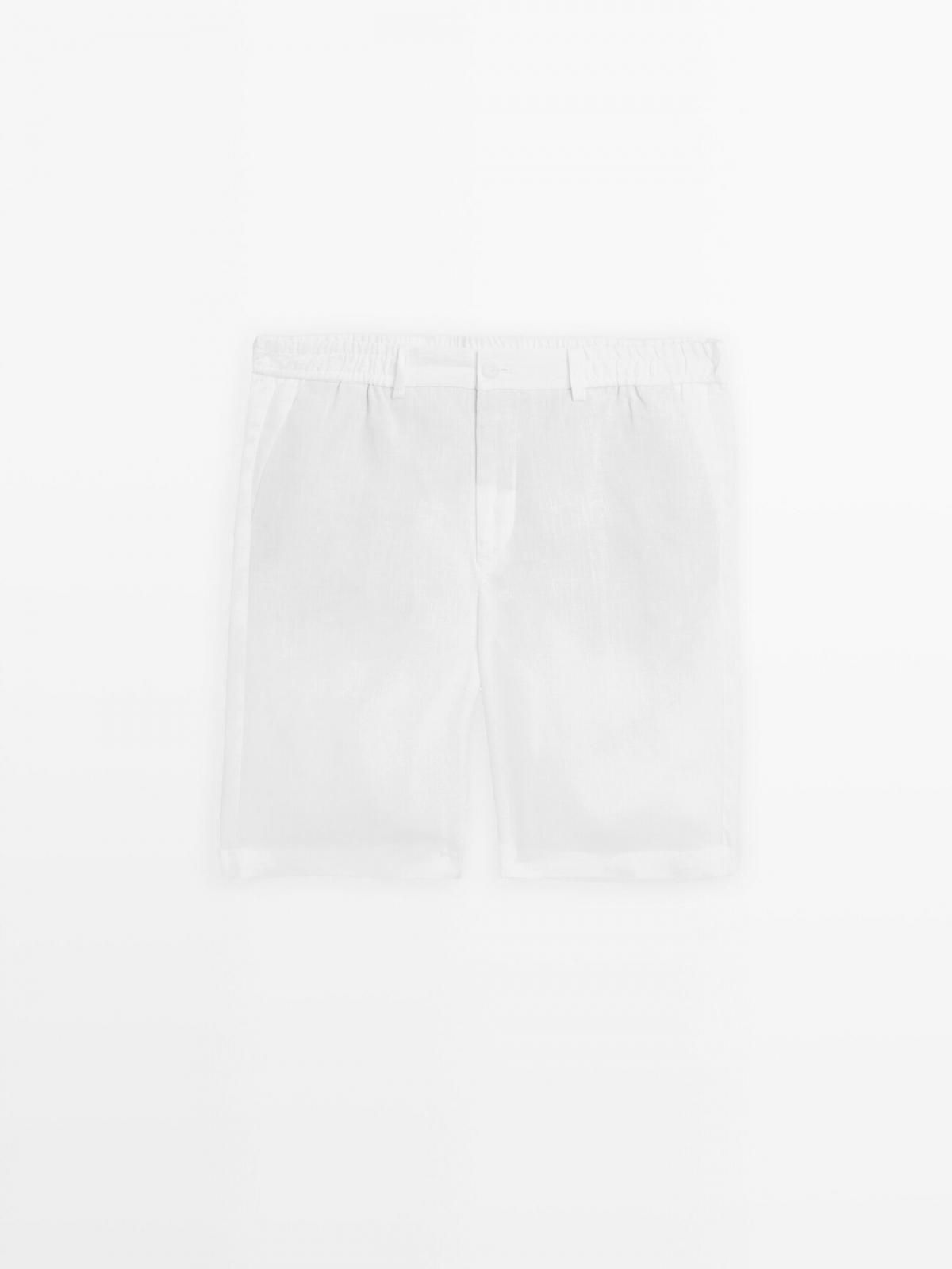 마시모두띠 100 리넨 세미 조거핏 버뮤다 쇼츠 2907/006 WHITE - 메인 이미지