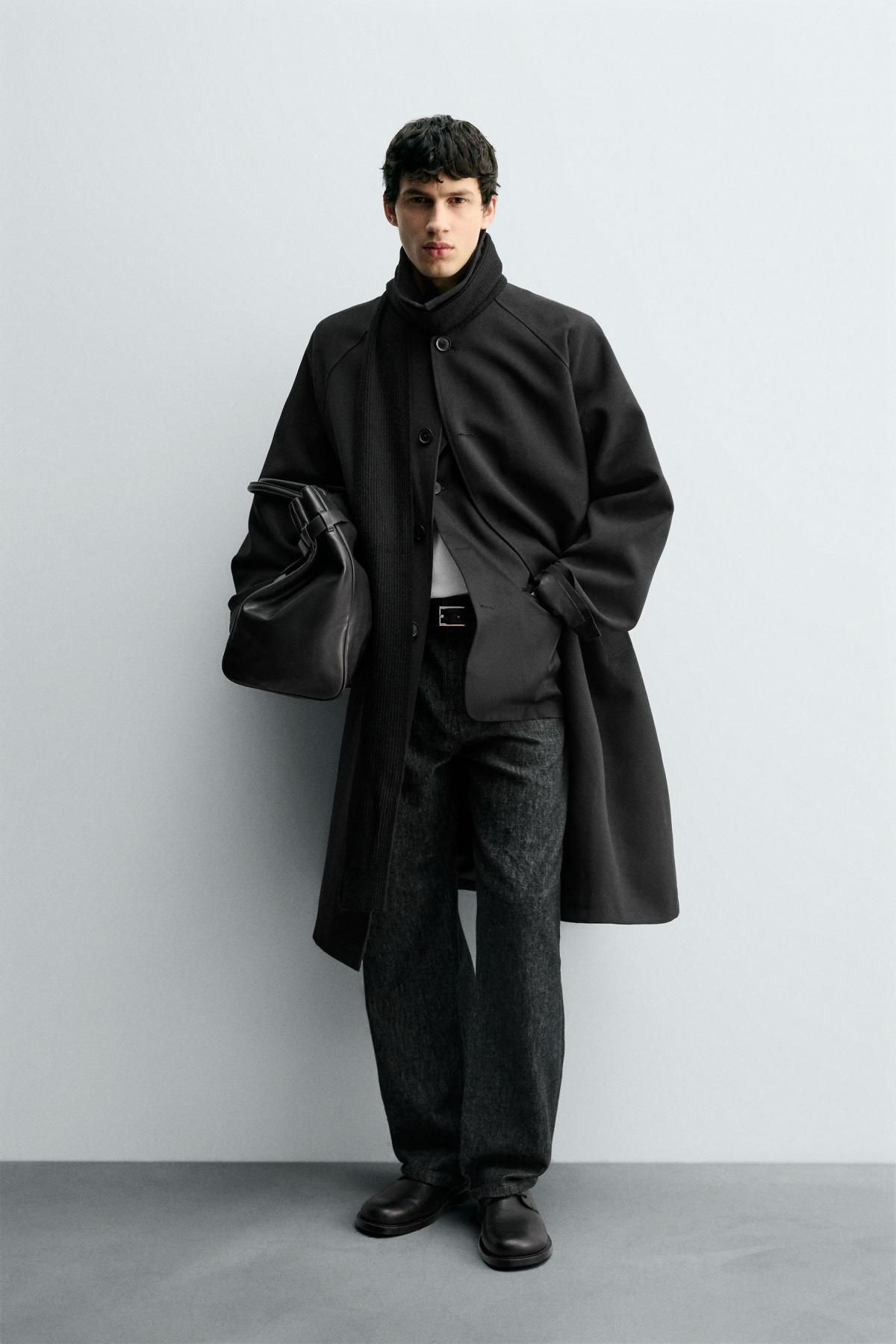 자라 오버사이즈 울 블렌드 트렌치코트 8281/551 BLACK - 상세 이미지 2
