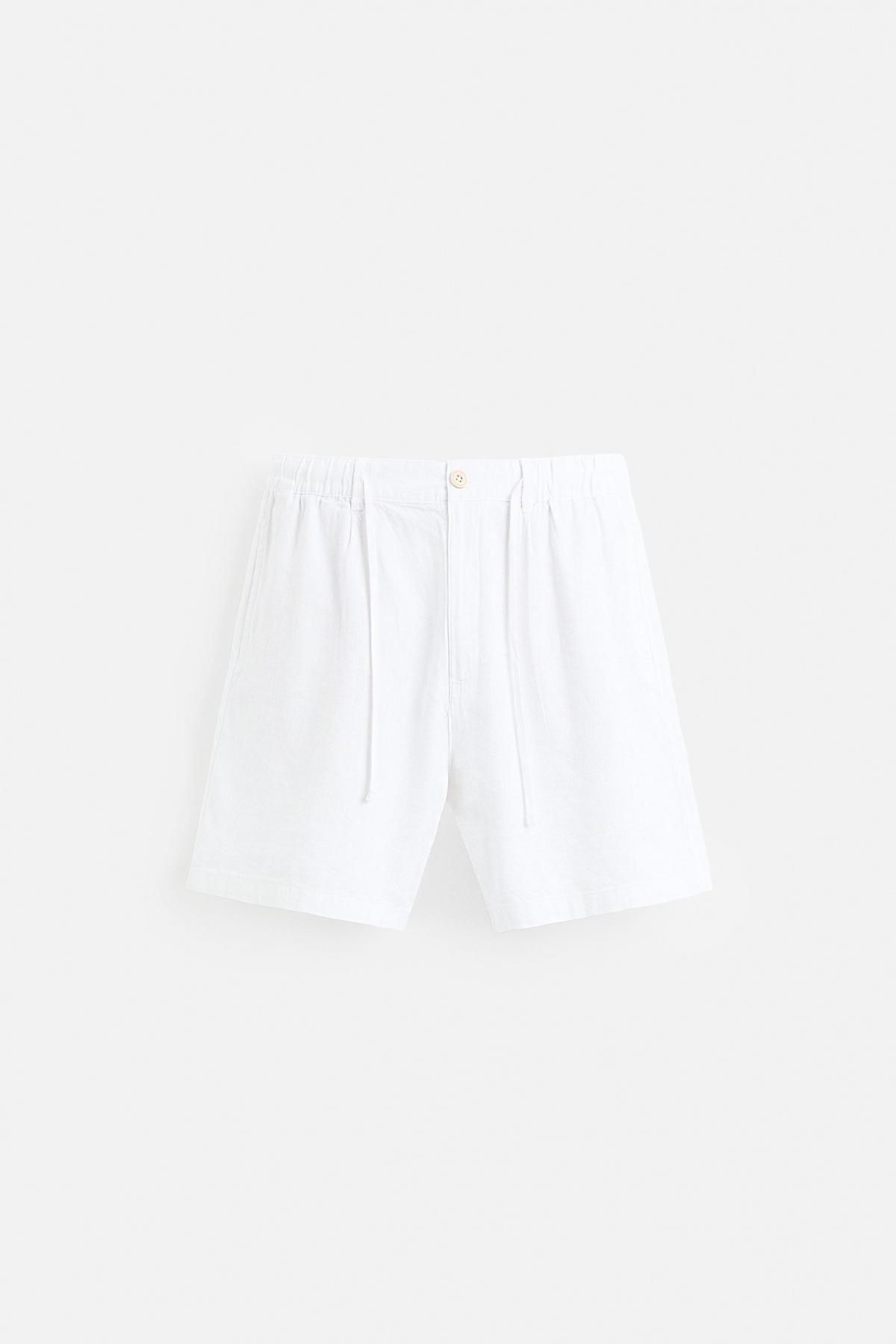 자라 리넨 블렌드 화이트 버뮤다 반바지 4302/301 WHITE - 메인 이미지