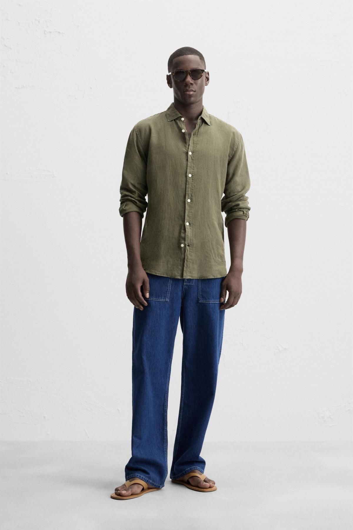 자라 린넨 클래식 긴팔 셔츠 3090/010 DARK OLIVE - 상세 이미지 2