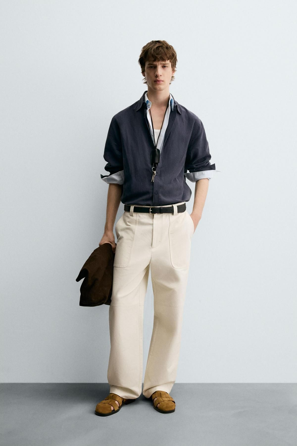 자라 테크니컬 릴랙스핏 플루이드 긴팔 셔츠 0706/361 DARK NAVY - 상세 이미지 2