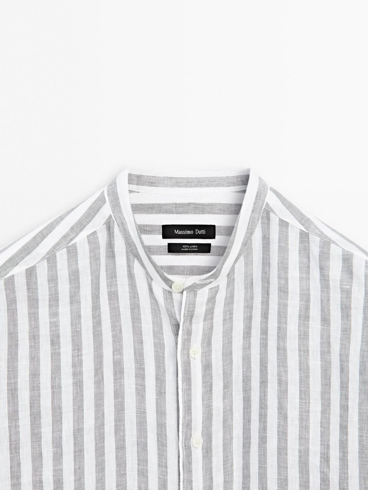 마시모두띠 스트라이프 린넨 스탠드카라 레귤러핏 긴팔셔츠 1777/270 GREYISH GREEN - 상세 이미지 2