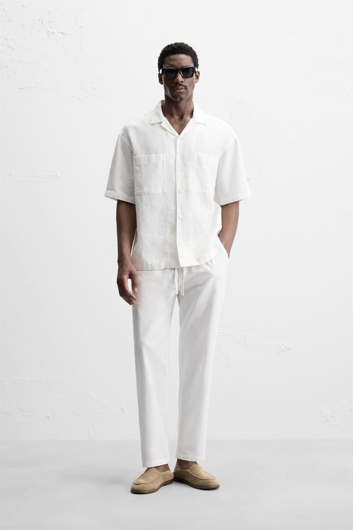 자라 코튼 린넨 릴렉스핏 팬츠 1437/450 OYSTER-WHITE - 상세 이미지 2