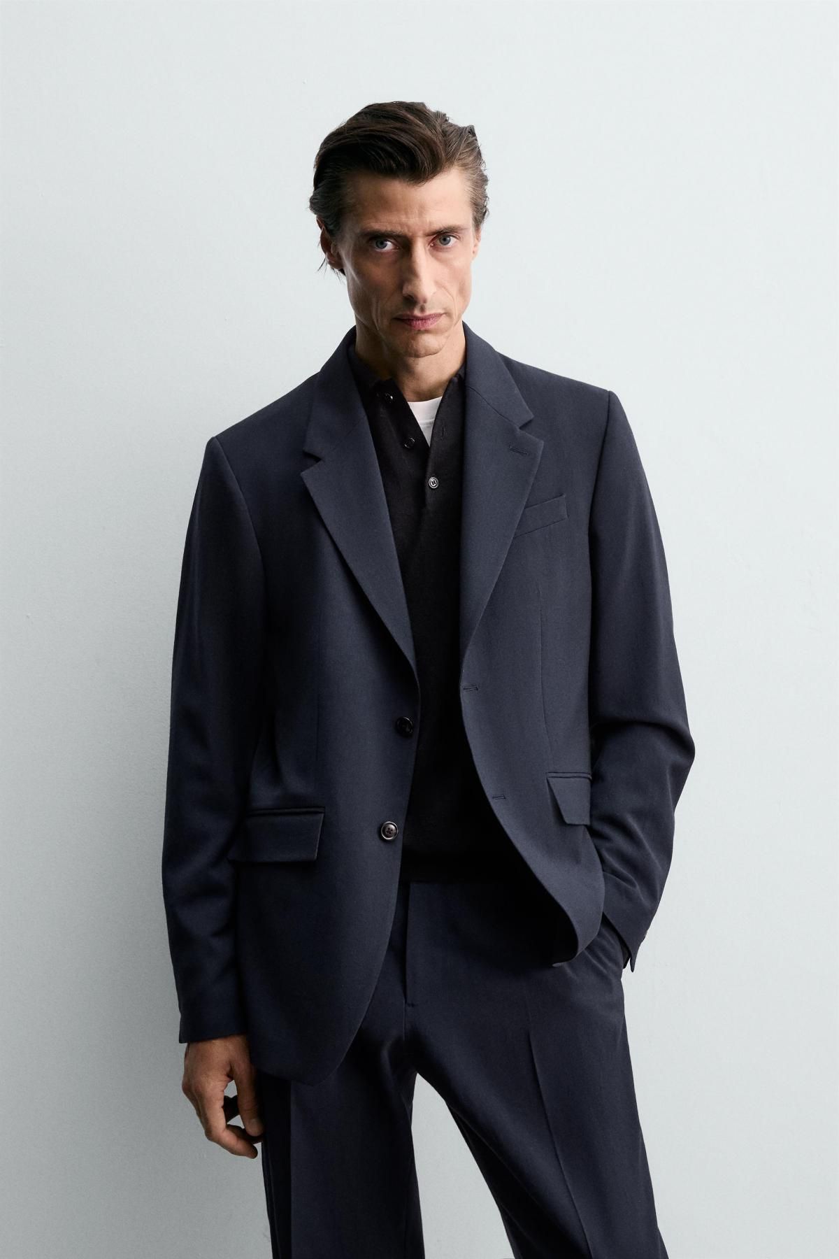 자라 이탈리안 울 클래식 테일러드 블레이저 1564/517 NAVY BLUE - 상세 이미지 3