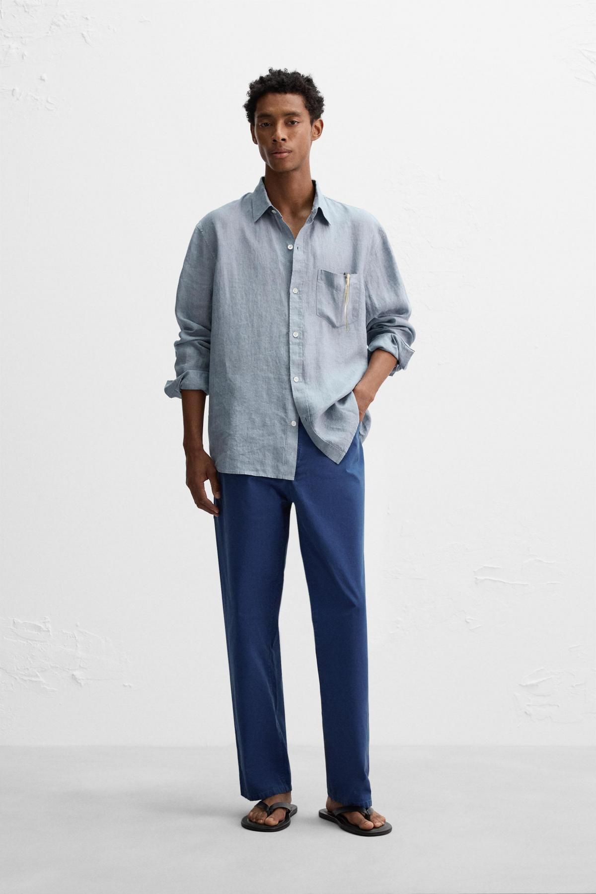자라 린넨 릴렉스핏 긴팔 셔츠 5344/187 SKY BLUE - 상세 이미지 2