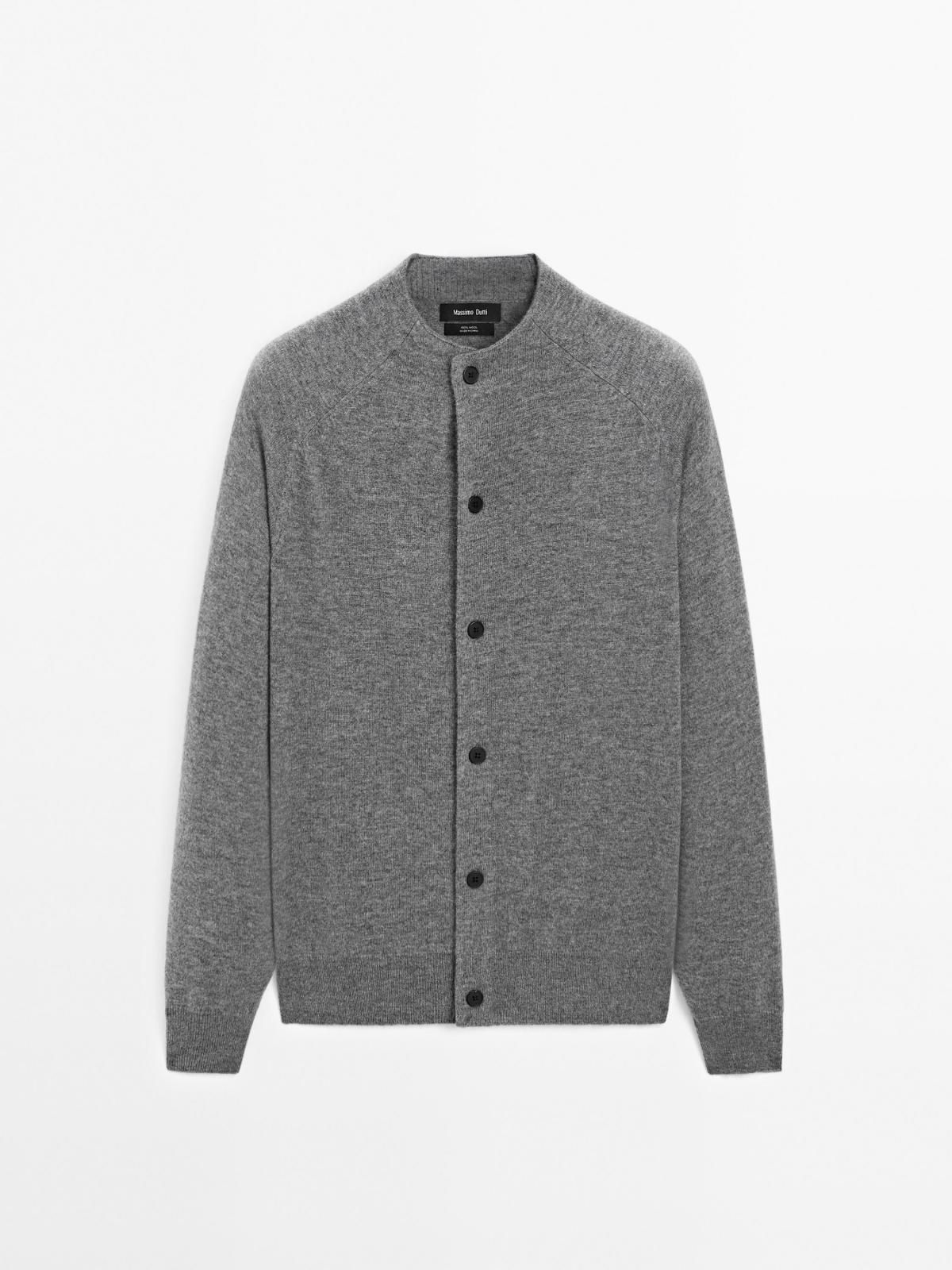 마시모두띠 프리미엄 울 래글런 하이넥 버튼업 가디건 1029/222 ANTHRACITE GREY - 상품 이미지
