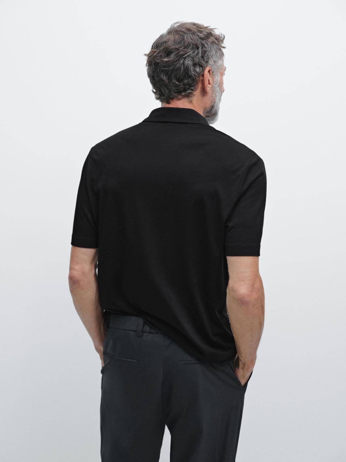 마시모두띠 프리미엄 울블렌드 블랙 반팔 폴로셔츠 0592/155 BLACK - 상세 이미지 4