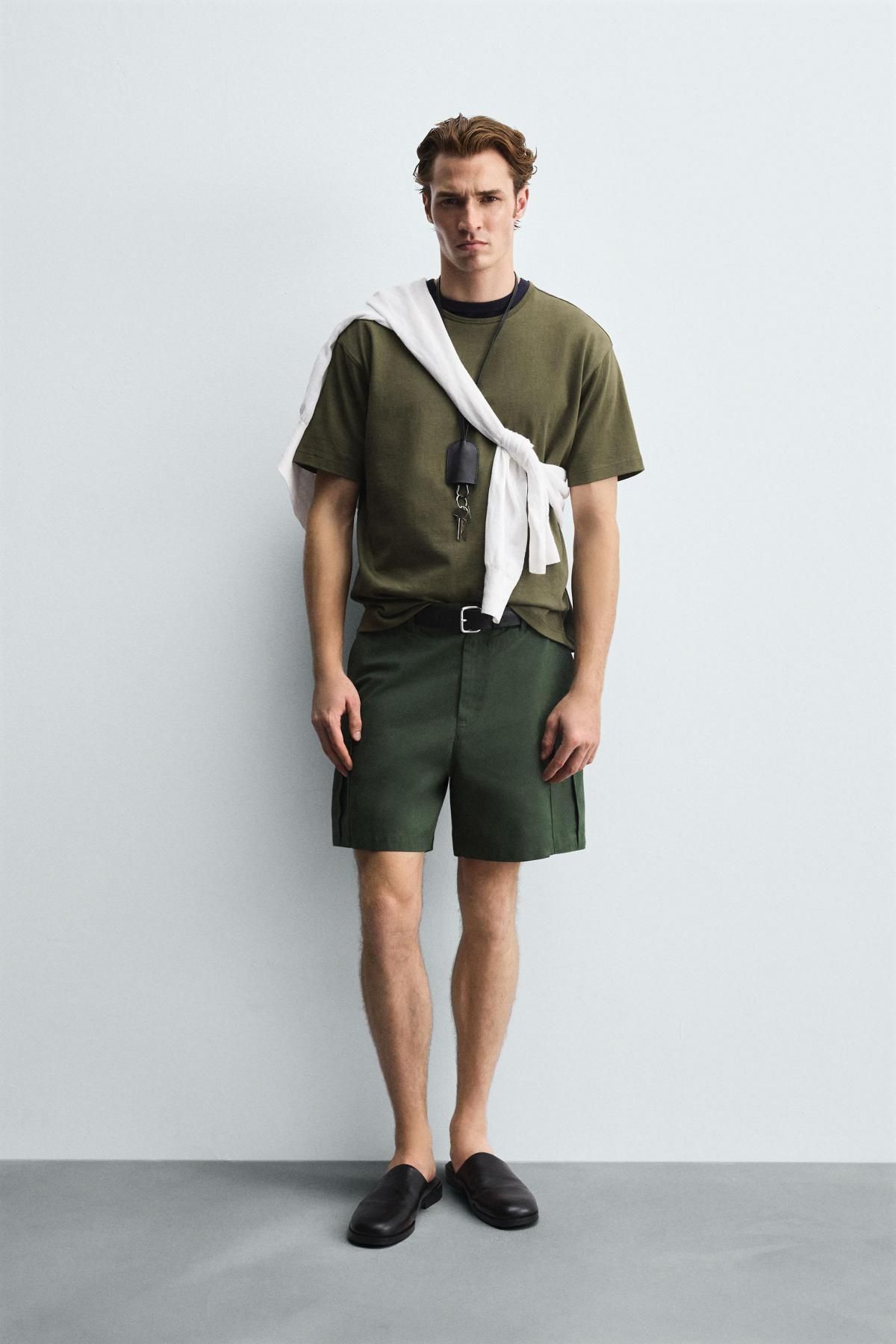 자라 레귤러핏 코튼 테크니컬 카고 버뮤다 팬츠 2675/310 DARK GREEN - 상세 이미지 2