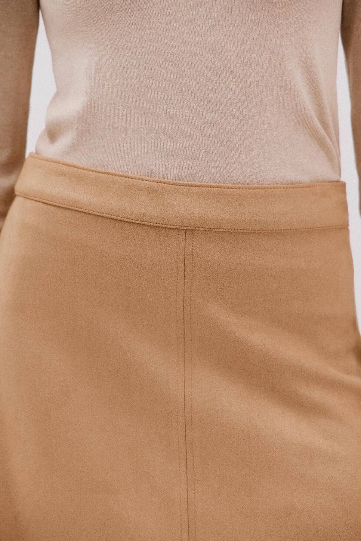 꼬르떼피엘 스웨이드 미디 A라인 스커트 5802534 BEIGE 이미지 6