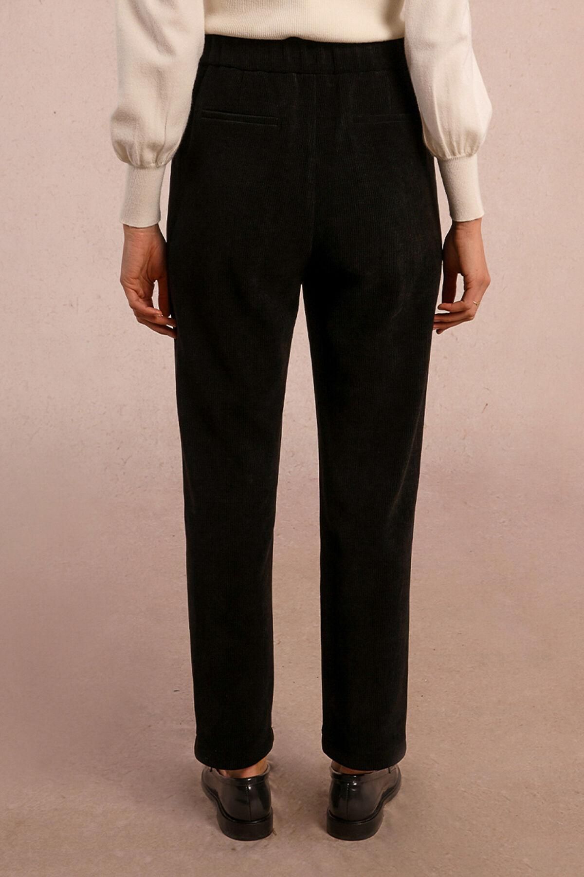 몰리브라켄 하이웨이스트 마이크로 코듀로이 크롭 팬츠 3722167 NEGRO - 상세 이미지 4