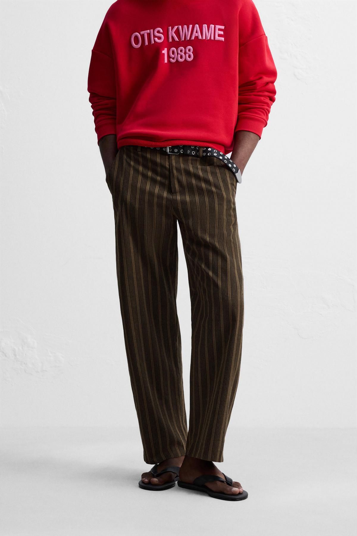 자라 스트라이프 배기핏 테크니컬 팬츠 5745/300 BRICK - 상세 이미지 3