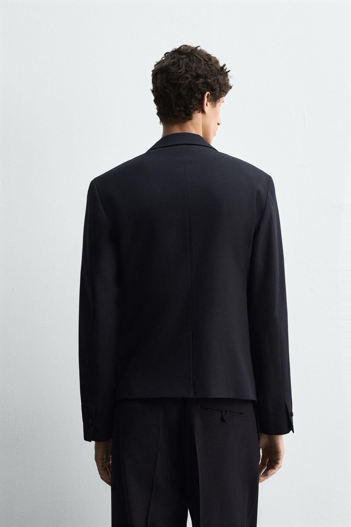 자라 울블렌드 더블브레스트 블레이저 X 해리 램버트 디즈니 6413/526 NAVY BLUE - 상세 이미지 4