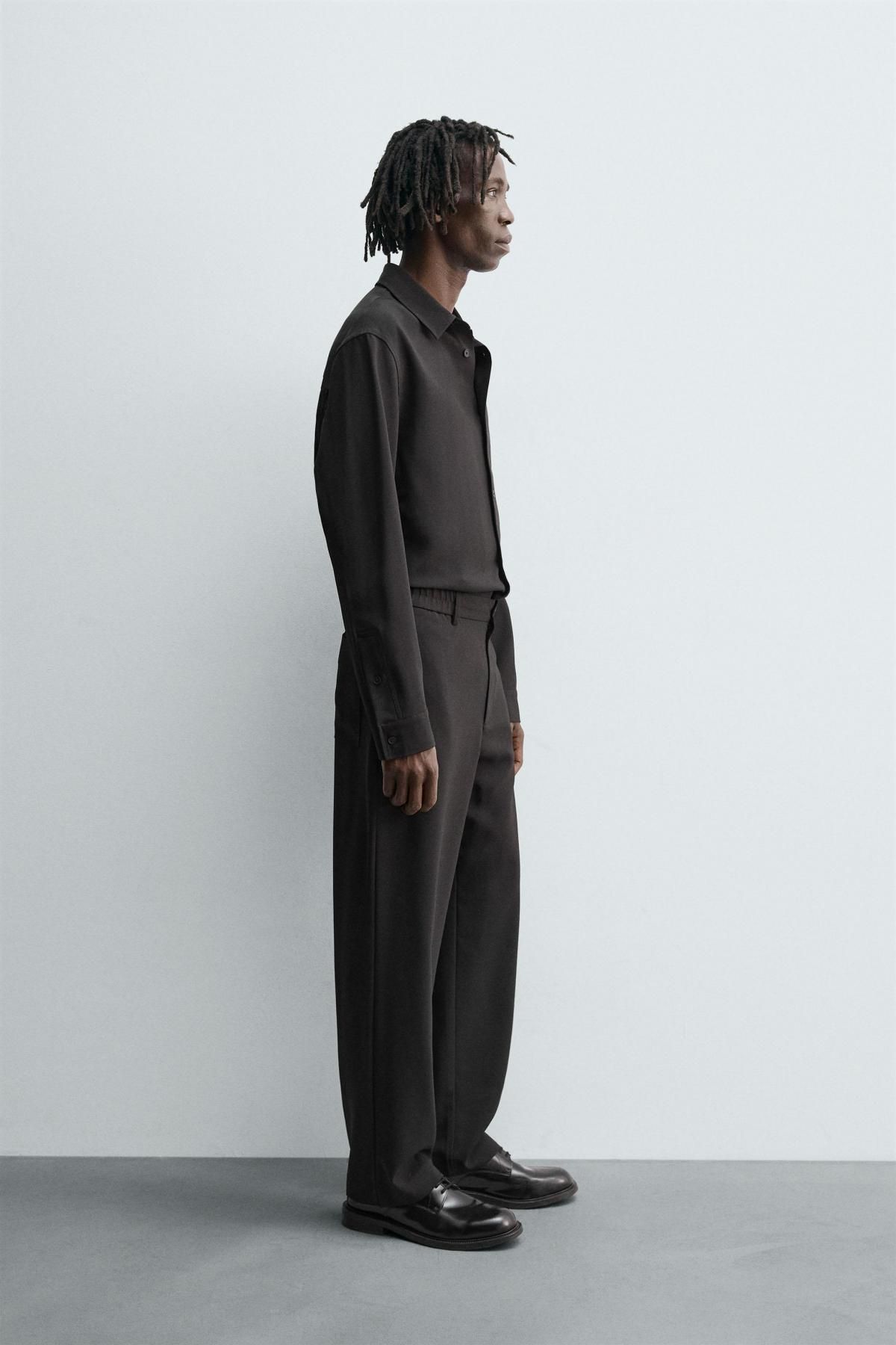 자라 와이드핏 테크니컬 슬랙스 팬츠 5854/115 BLACK - 상세 이미지 4