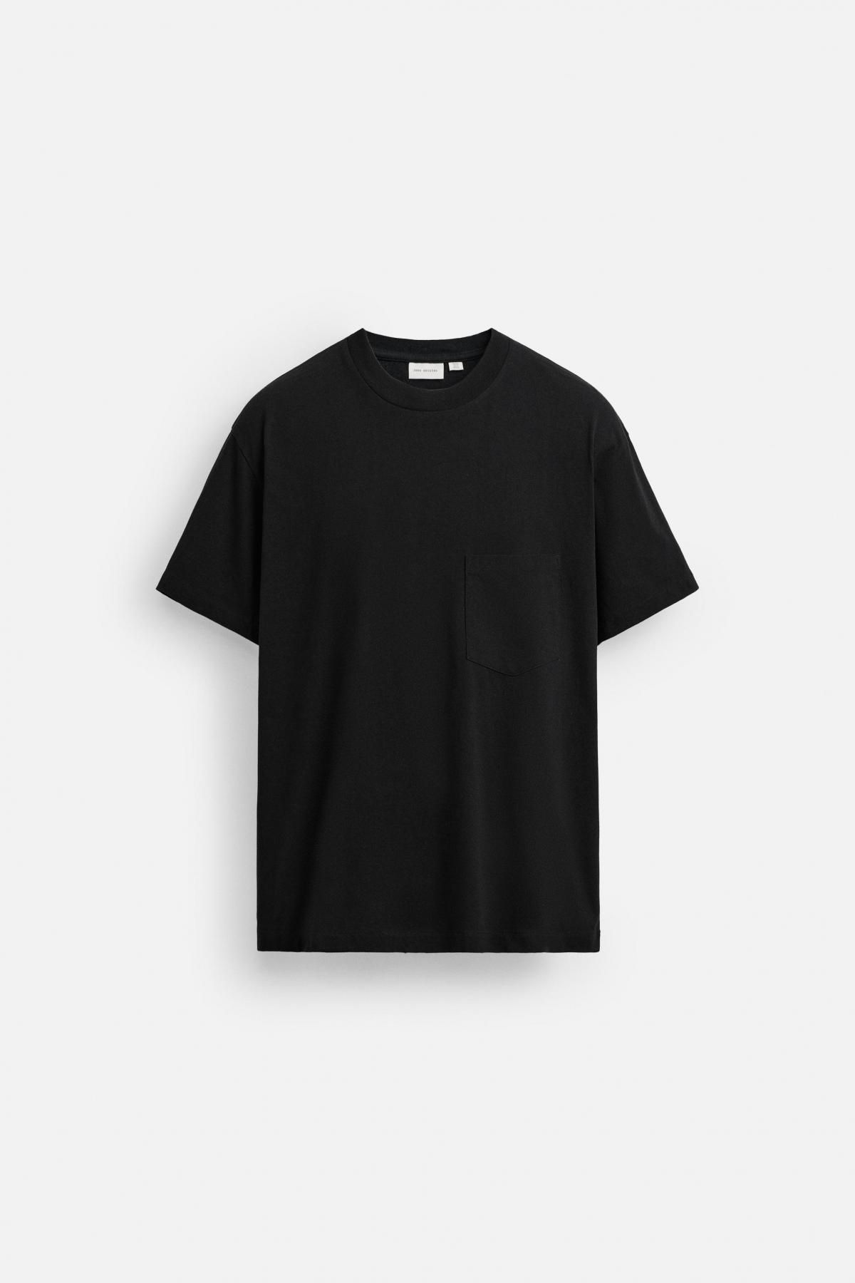 자라 미니멀 코튼 레귤러핏 포켓 반팔 티셔츠 4231/481 BLACK - 메인 이미지