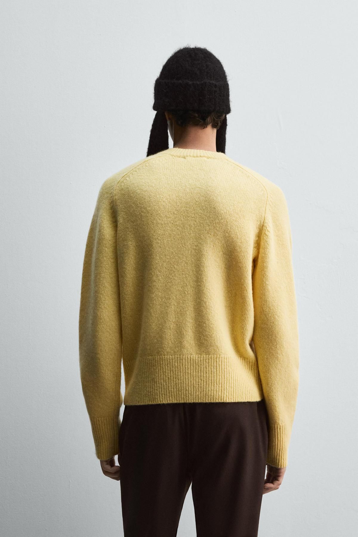 자라 플루토 울 브이넥 니트 스웨터 X 해리 램버트 디즈니 5755/375 YELLOW - 상세 이미지 4