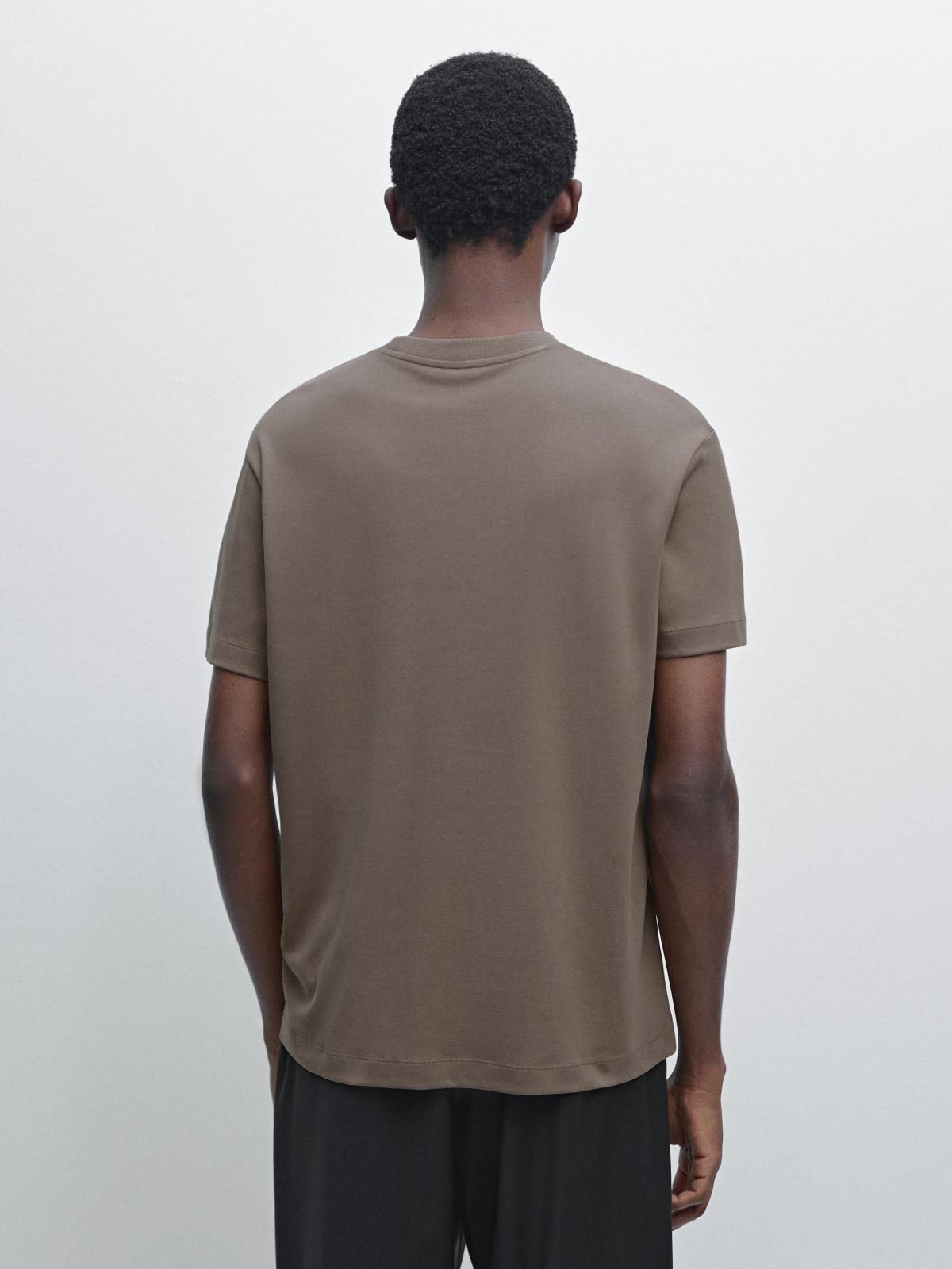 마시모두띠 미니멀 와이드핏 100 코튼 반팔 티셔츠 1418/212 PALE OCHRE - 상세 이미지 4