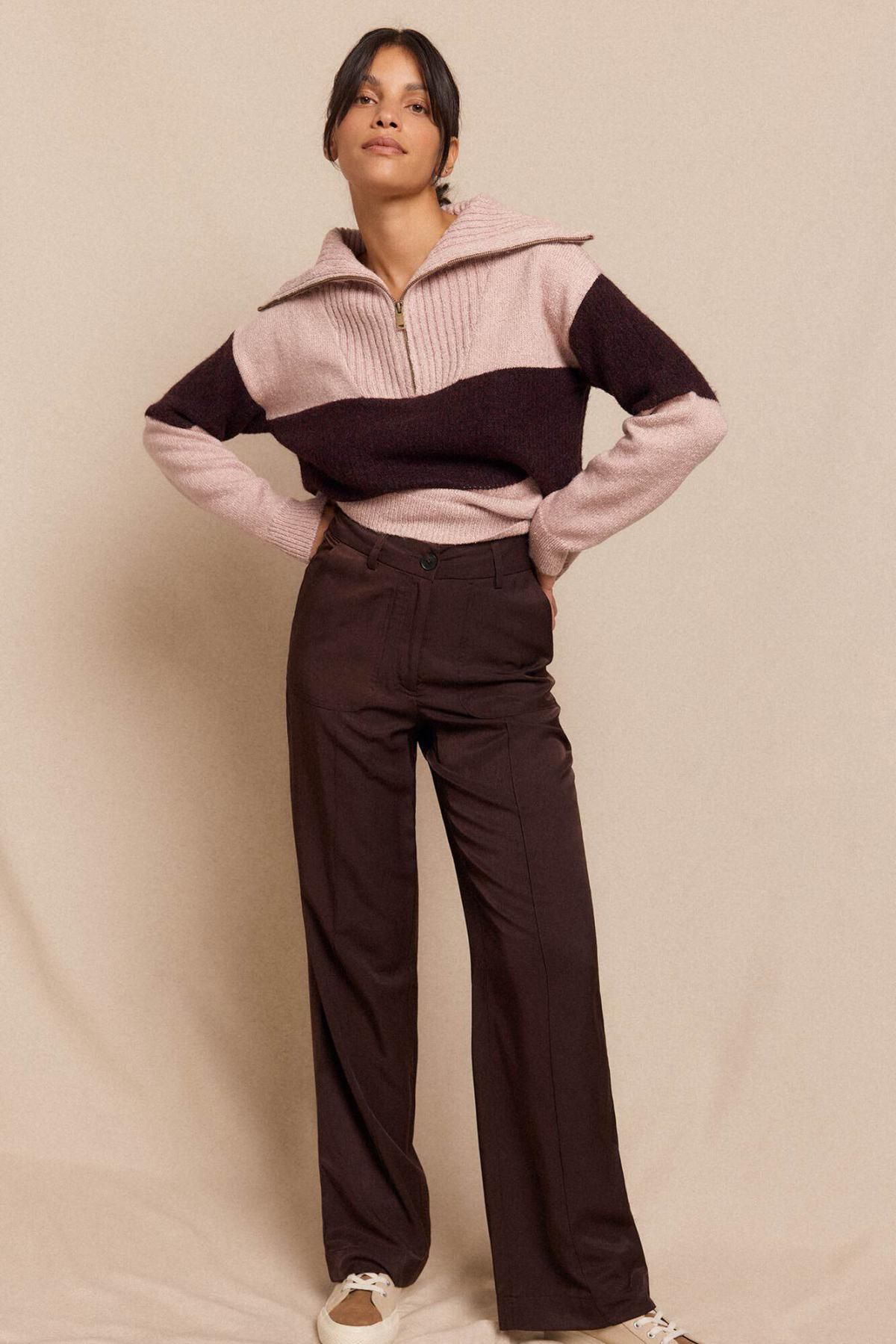 슬로우러브 새틴 와이드 팬츠 브라운 3722129 MARRON OSCURO - 상세 이미지 3