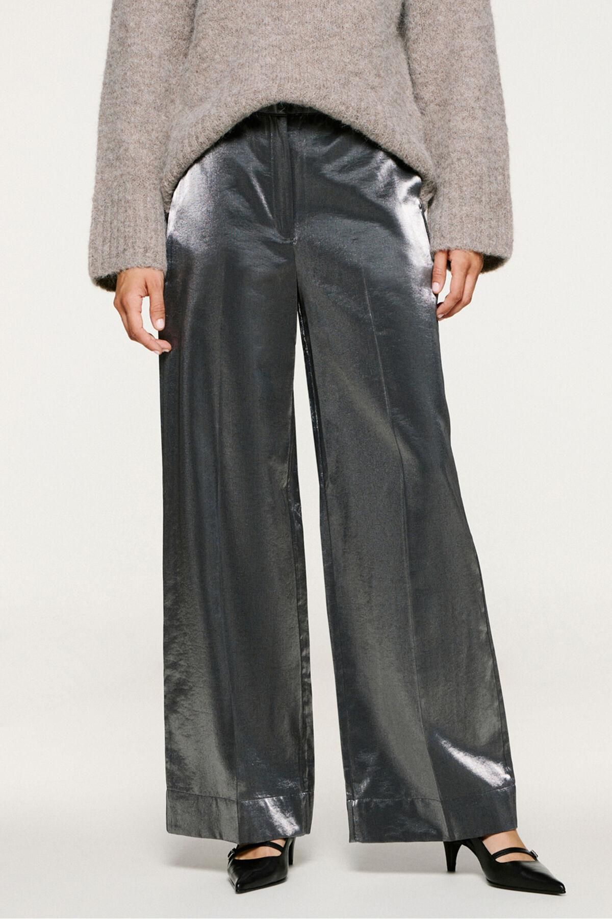 셀렉티드 메탈릭 와이드 슬랙스 팬츠 3722193 NEGRO - 상품 이미지