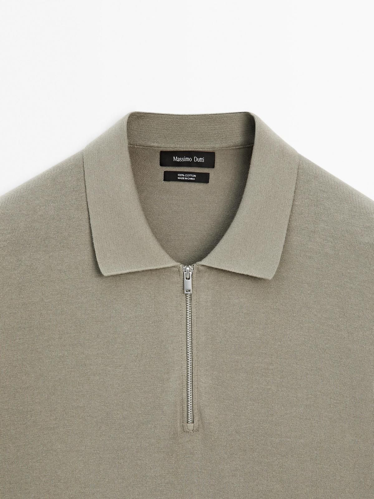 마시모두띠 미니멀 코튼 니트 지퍼넥 폴로 반팔셔츠 0940/201 TAUPE GREY 이미지 8