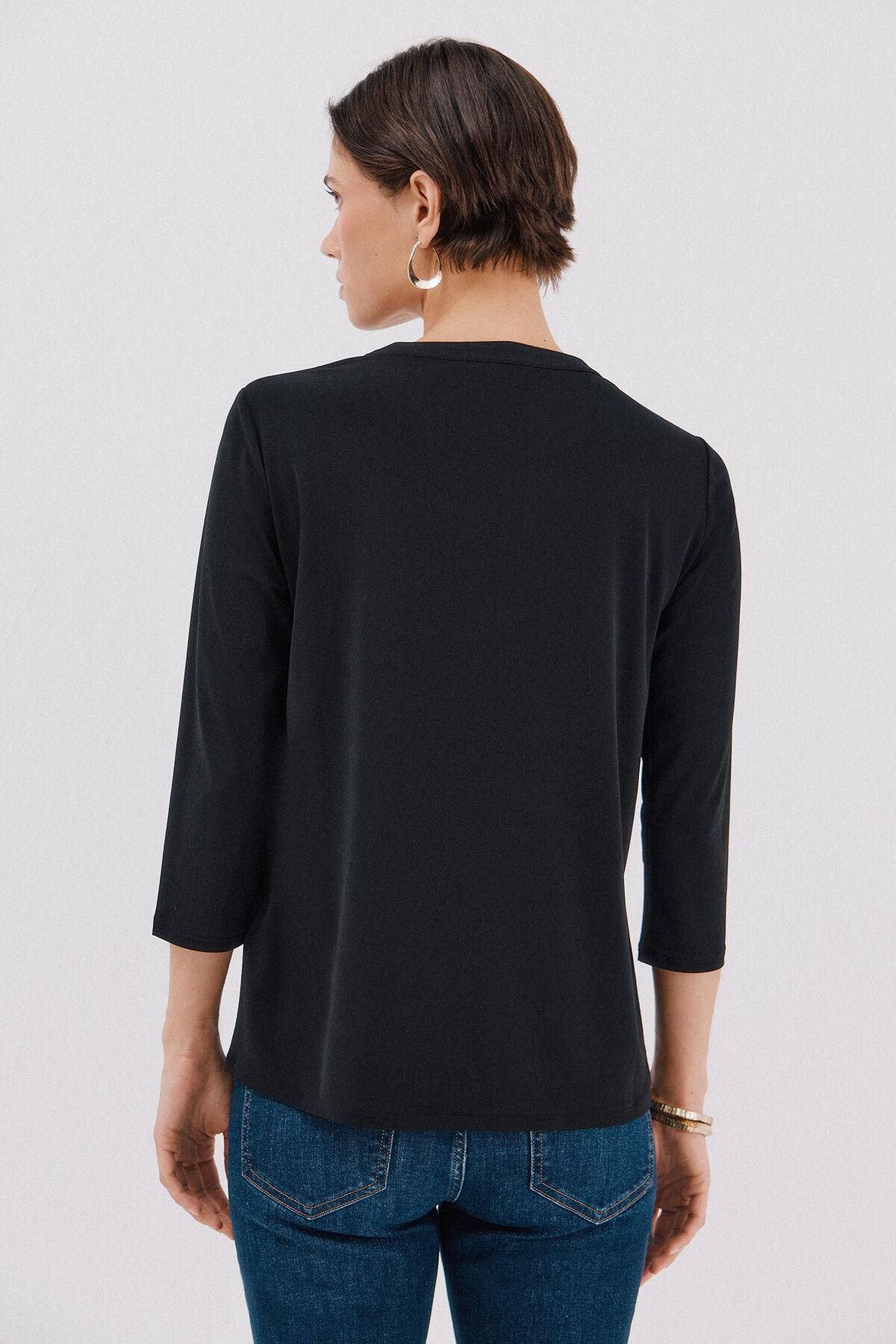 꼬르떼피엘 베이직 마오넥 7부 티셔츠 블랙 6322479 NEGRO - 상세 이미지 5