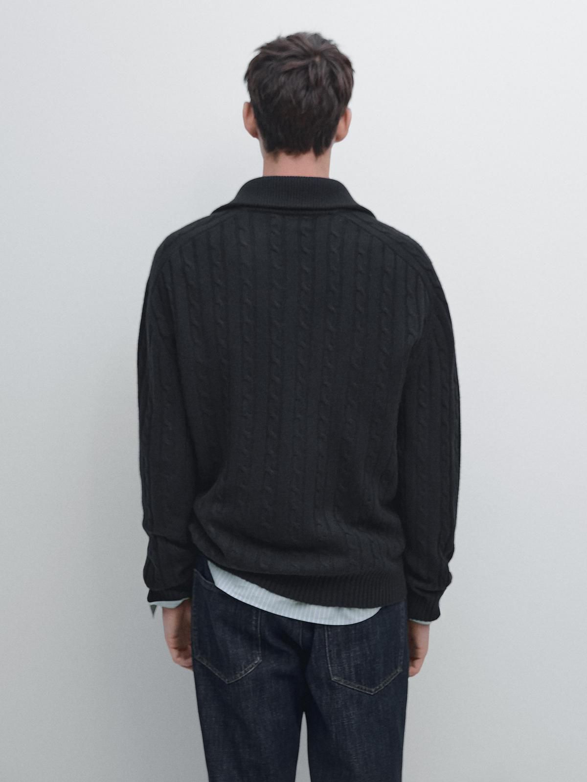 마시모두띠 프리미엄 울 케이블 니트 집업 가디건 1087/222 NAVY BLUE - 상세 이미지 5