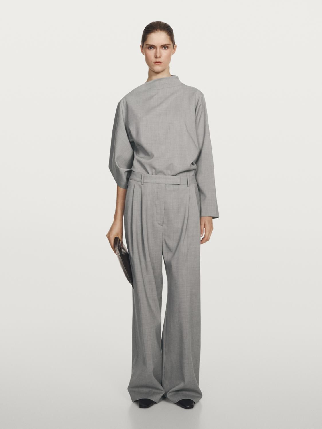 마시모두띠 다트 디테일 울 와이드 팬츠 9009/951 PALE GREY - 상세 이미지 2